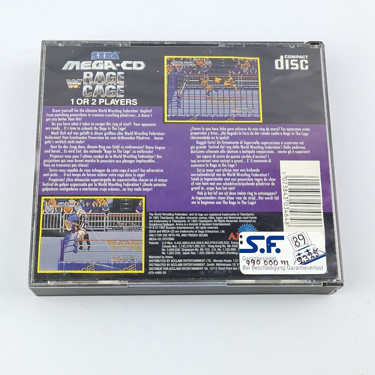 Sega Mega CD game: WWF Rage in the Cage - CD instructions OVP cib / MCD Wrestling