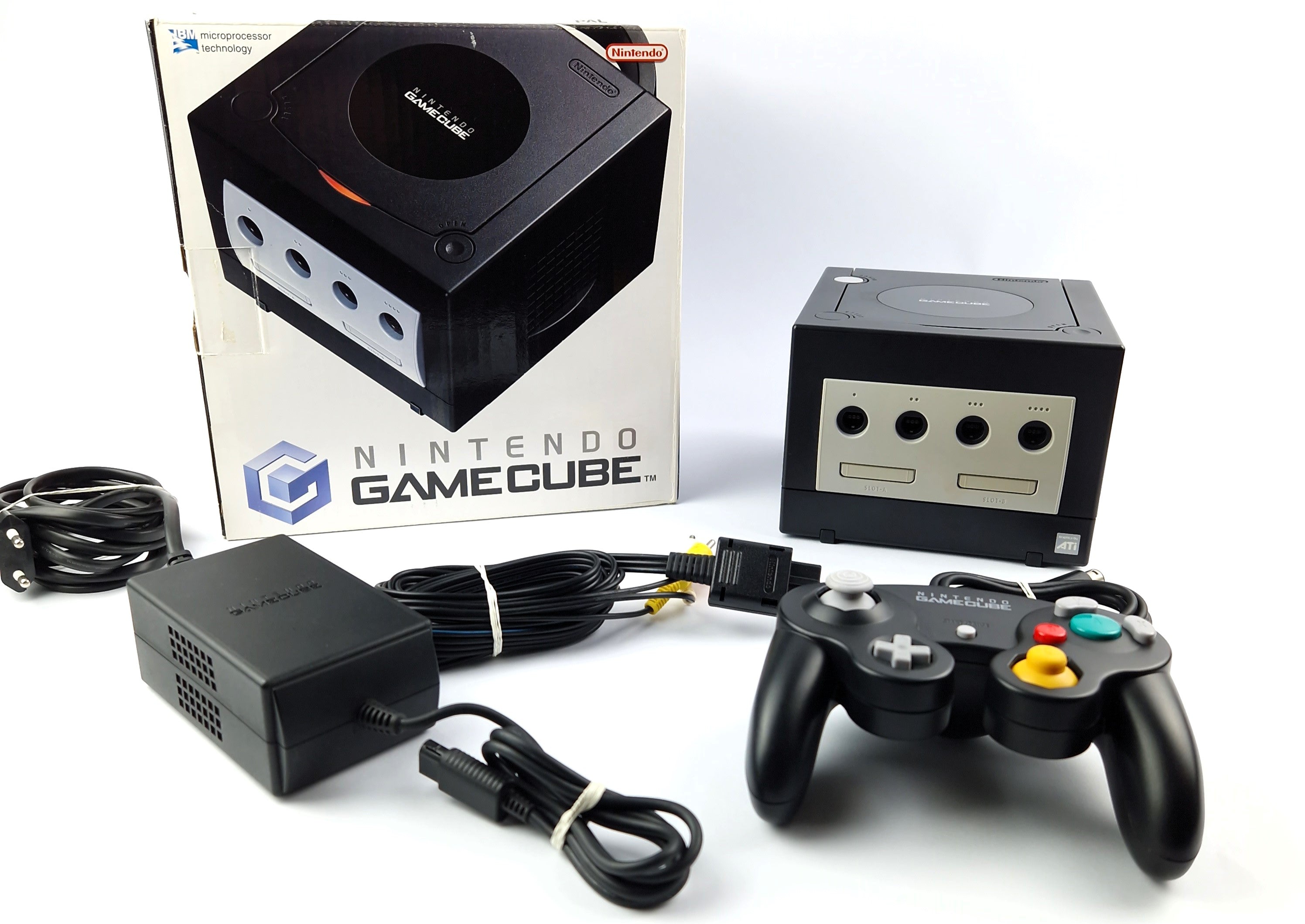 Nintendo Gamecube Konsole mit OVP / Verpackung - Schwarz Black PAL Console