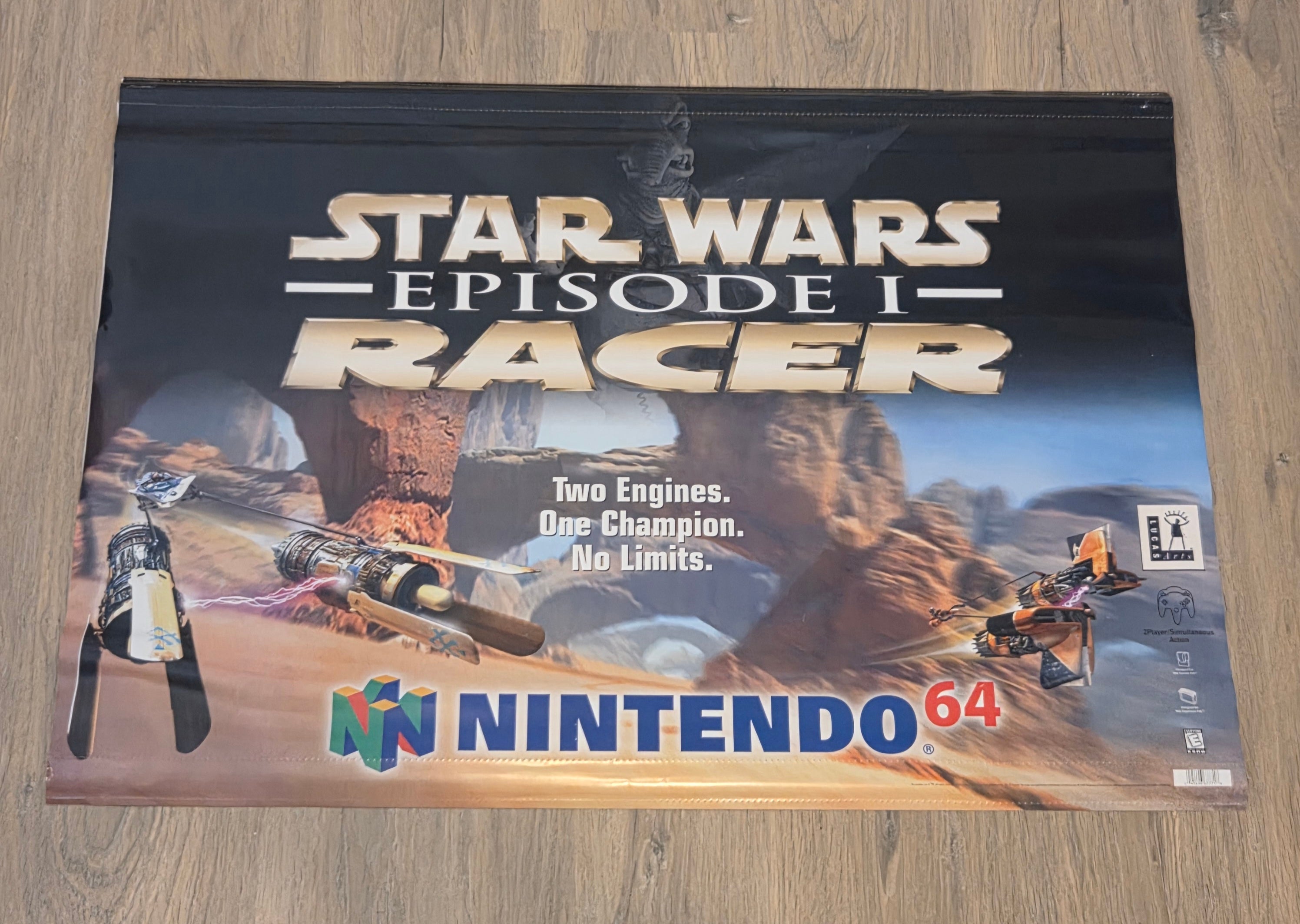 Nintendo 64 Promo Vinyl Banner : Star Wars Episode I Racer / Display Store Sign