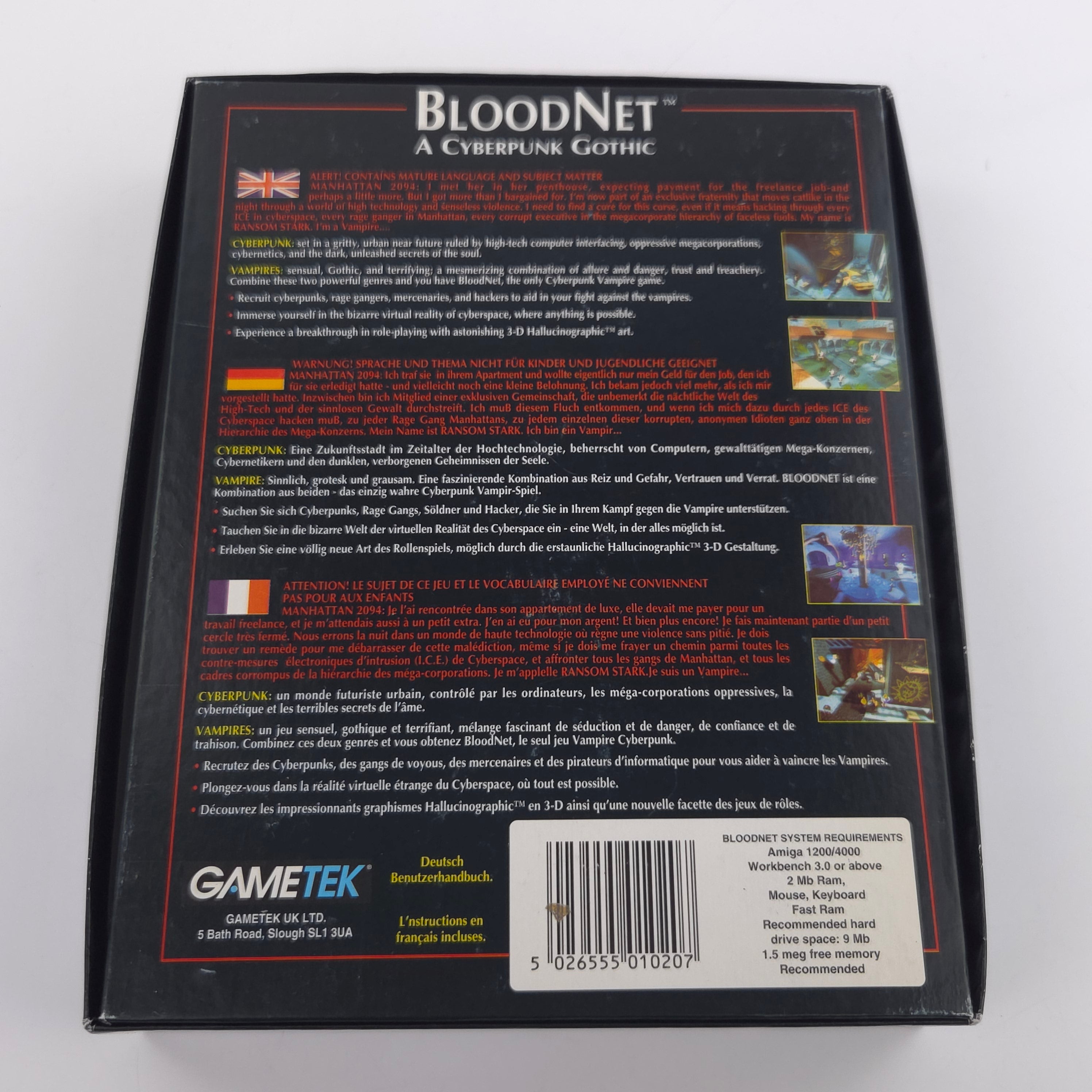 Amiga Spiel Bloodnet Big Box OVP PAL Diskette Gametek
