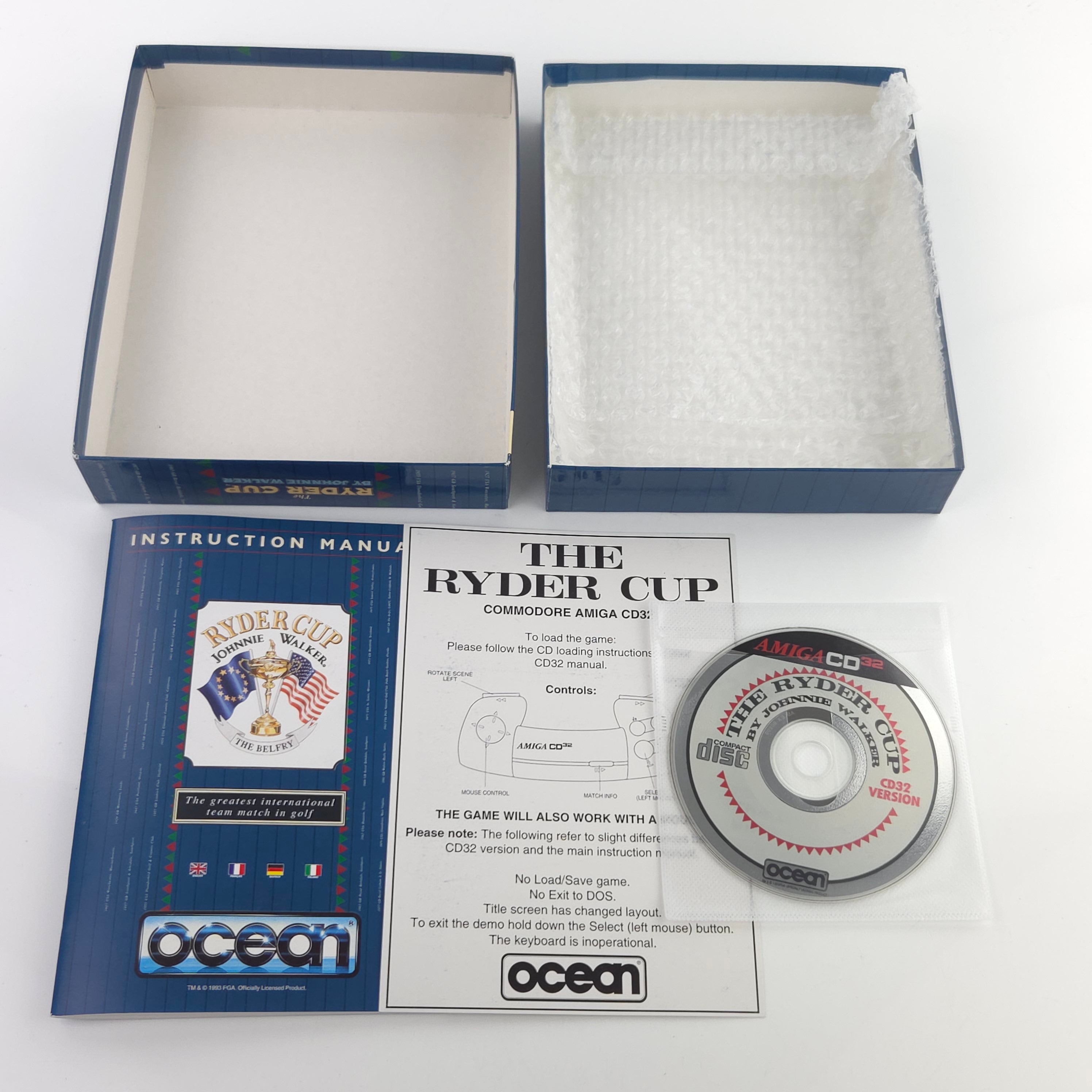 Amiga CD32 Spiel Ryder Cup Johnnie Walker Big Box OVP PAL