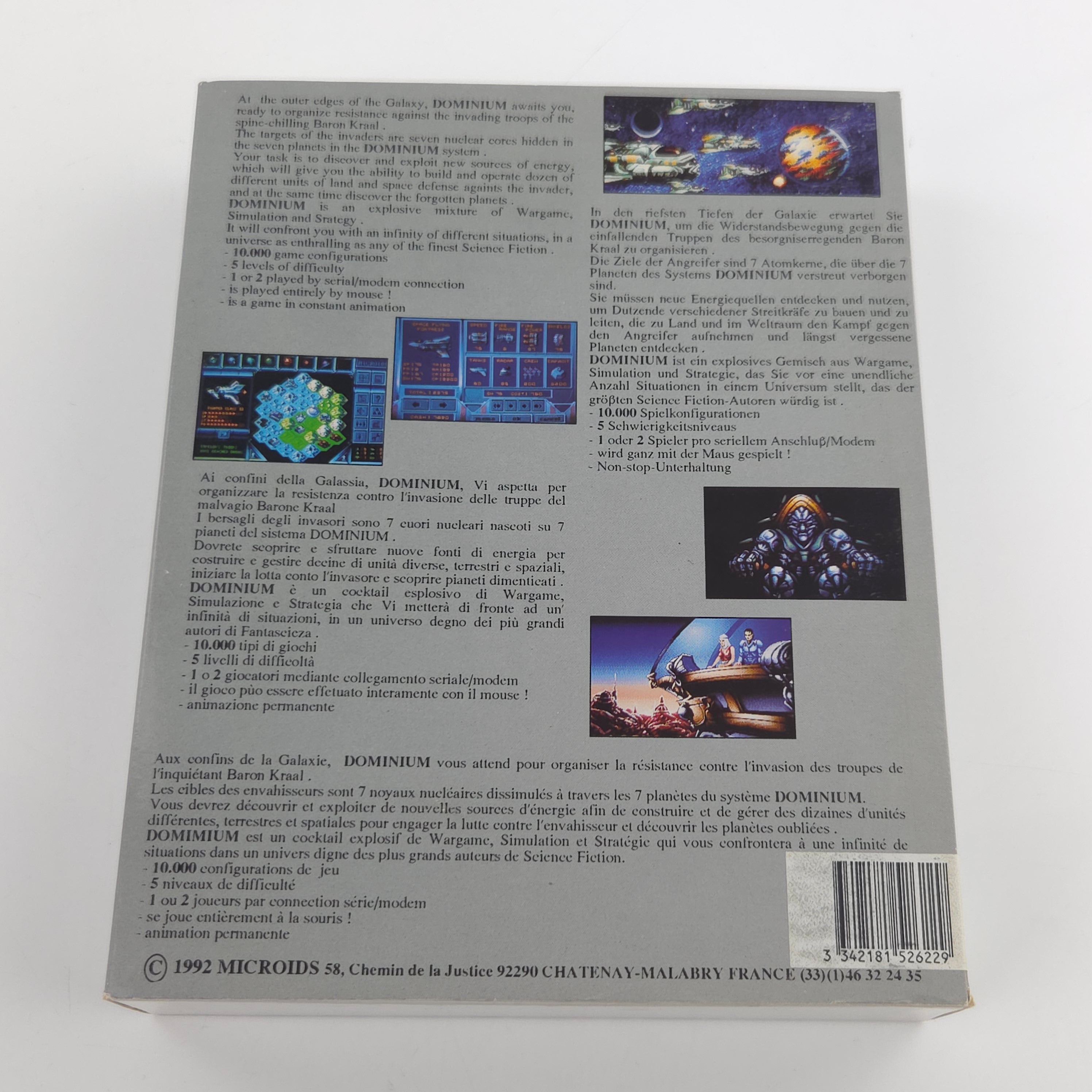 Amiga Spiel Dominium Microids Big Box OVP PAL Diskette