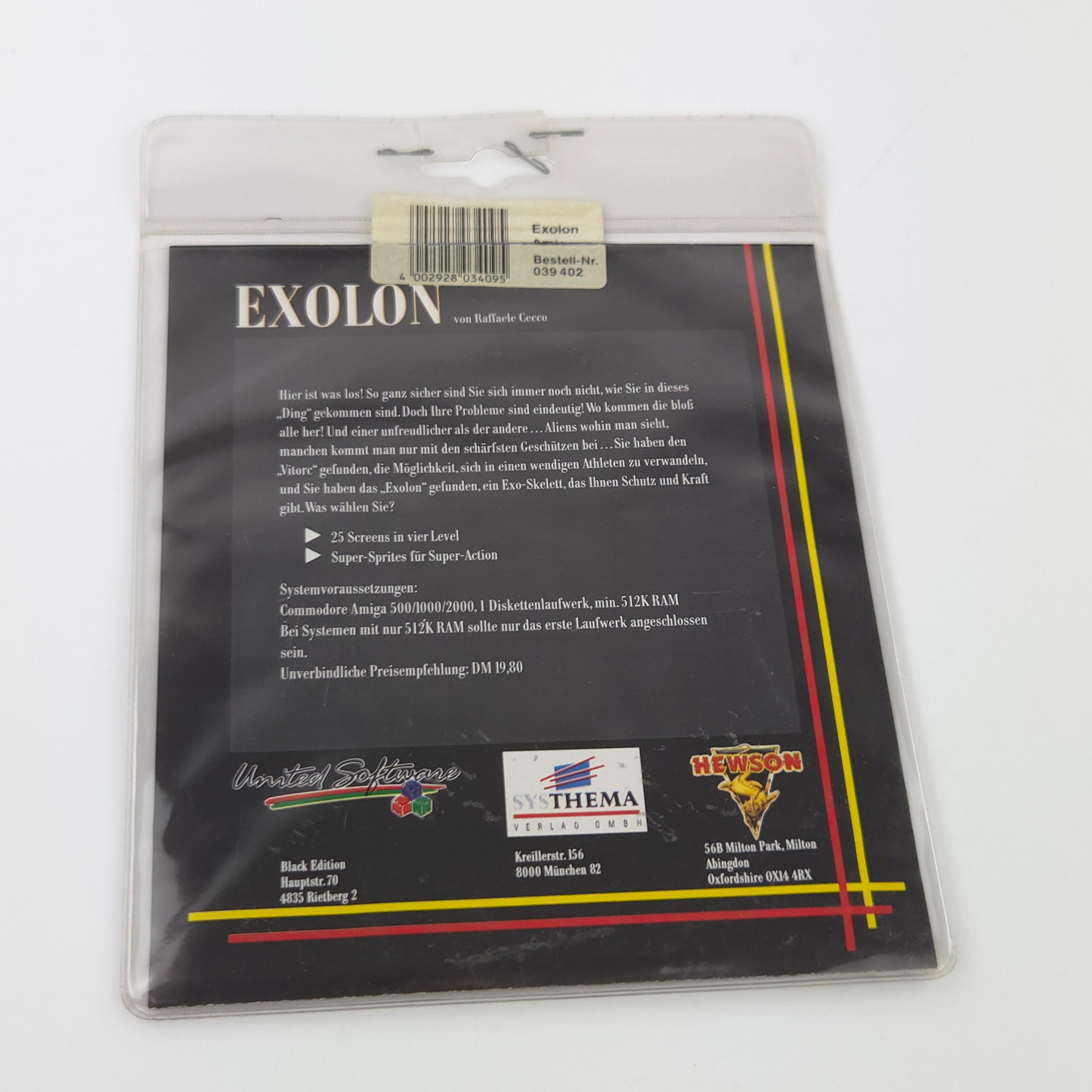 Commodore Amiga Spiel Exolon Black Edition OVP PAL 1990