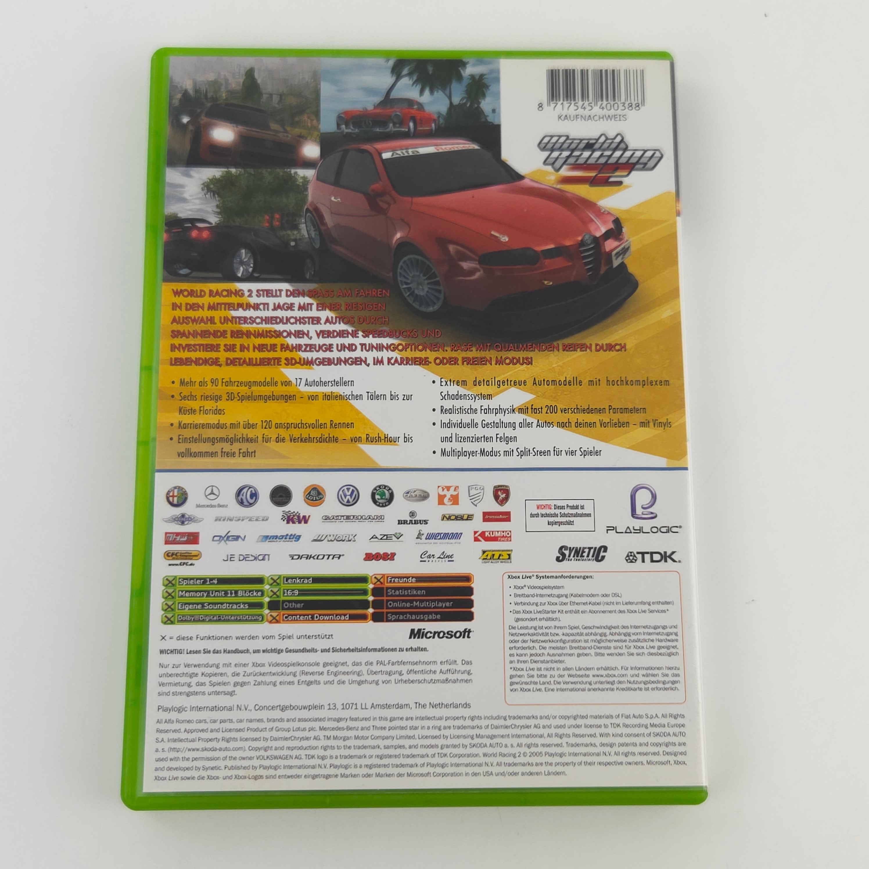 Microsoft Xbox Spiel World Racing 2 OVP PAL