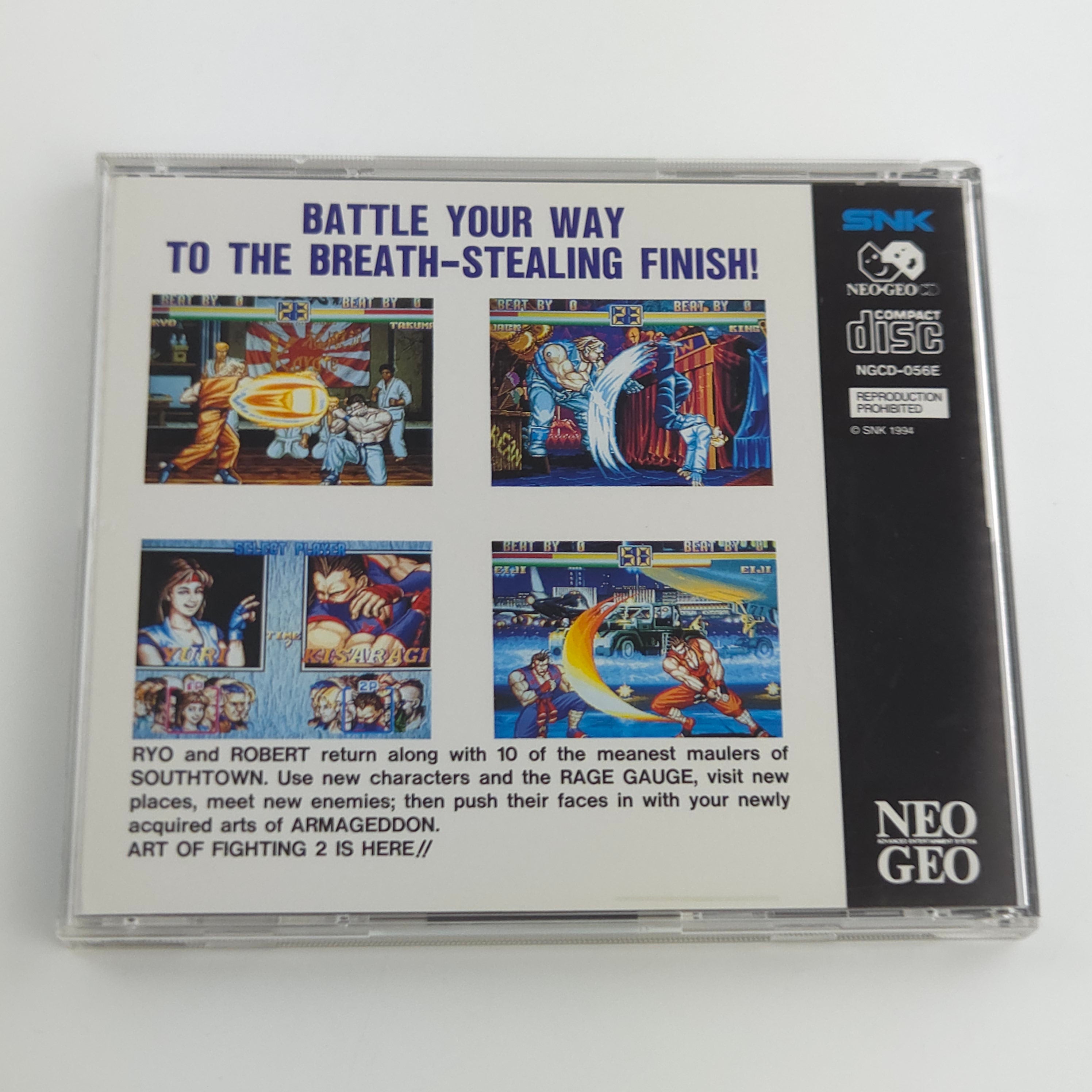 Neo-Geo CD Spiel – Art of Fighting 2 SNK Jewel Case USA OVP
