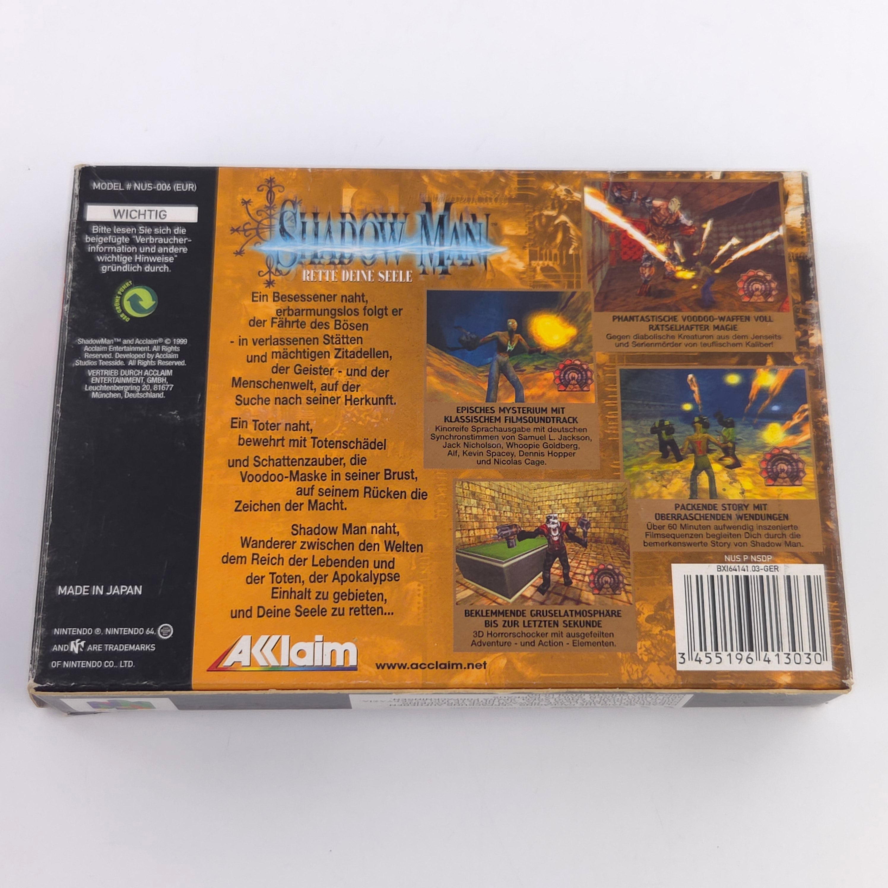 Nintendo 64 Spiel Shadow Man CIB N64 OVP PAL NOE Acclaim