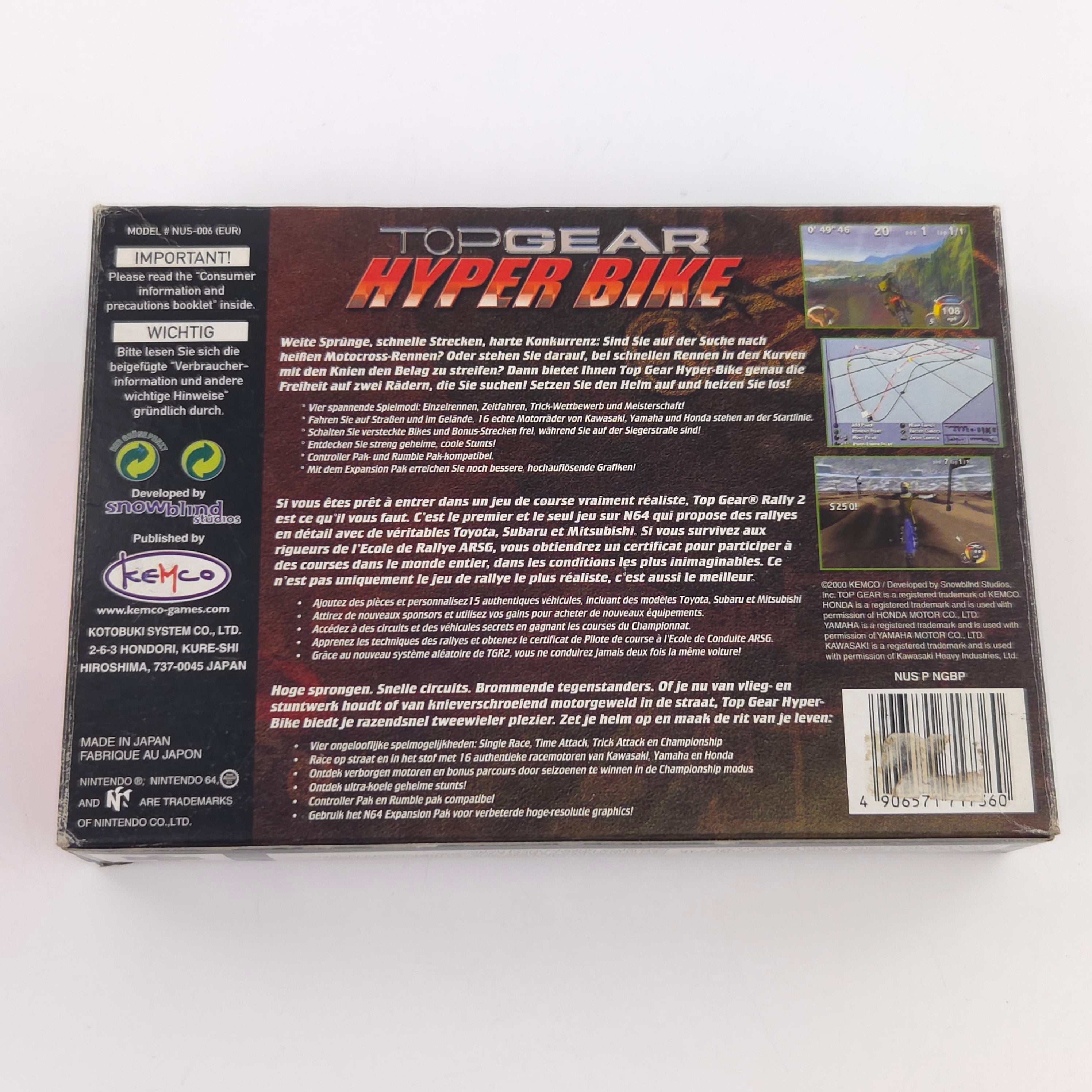 Nintendo 64 Spiel Top Gear Hyper Bike N64 OVP CIB PAL