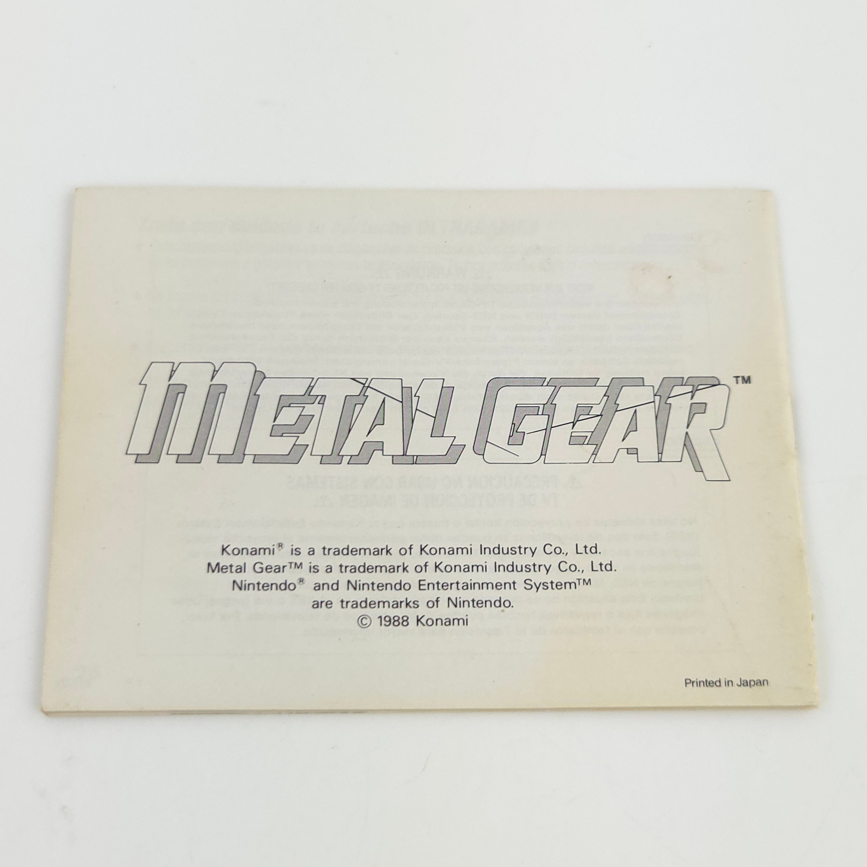 NES Spiel Metal Gear mit Anleitung Konami PAL EEC