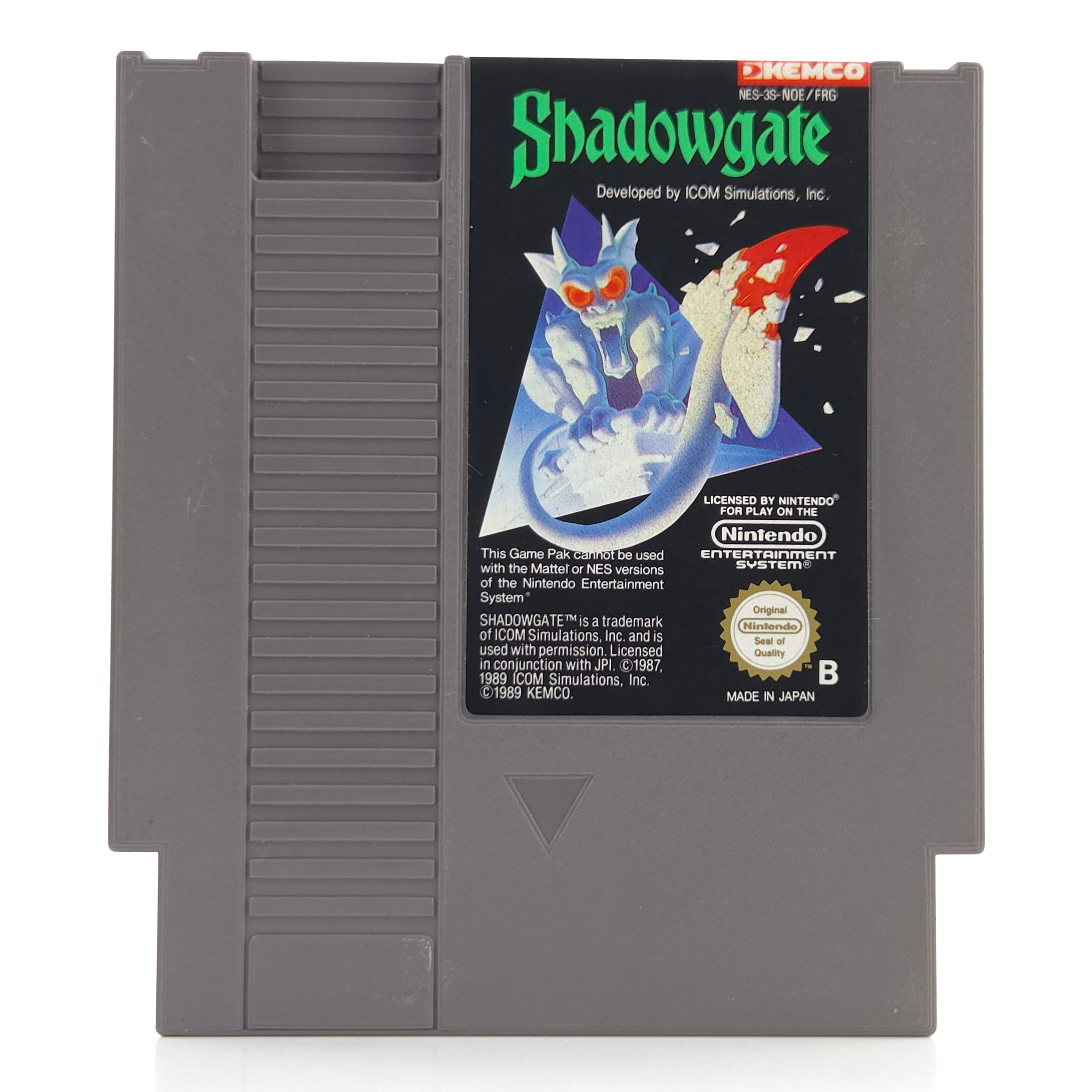Nintendo NES Spiel Shadowgate KEMCO Modul Schutzhülle PAL