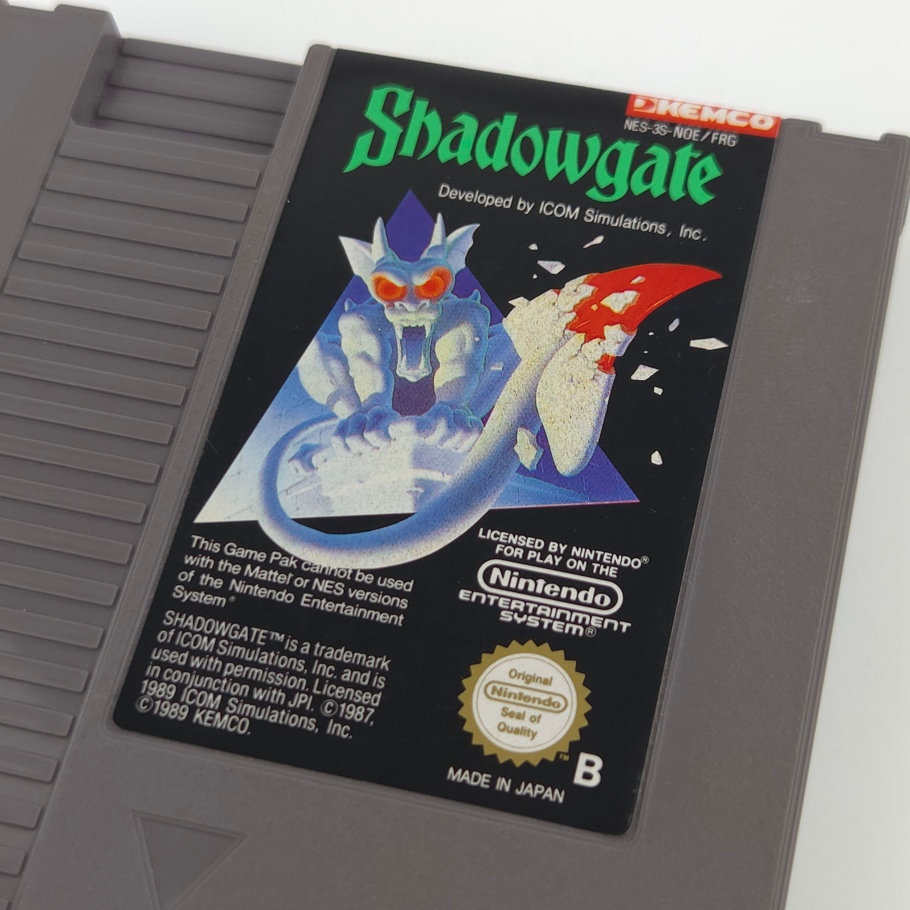 Nintendo NES Spiel Shadowgate KEMCO Modul Schutzhülle PAL