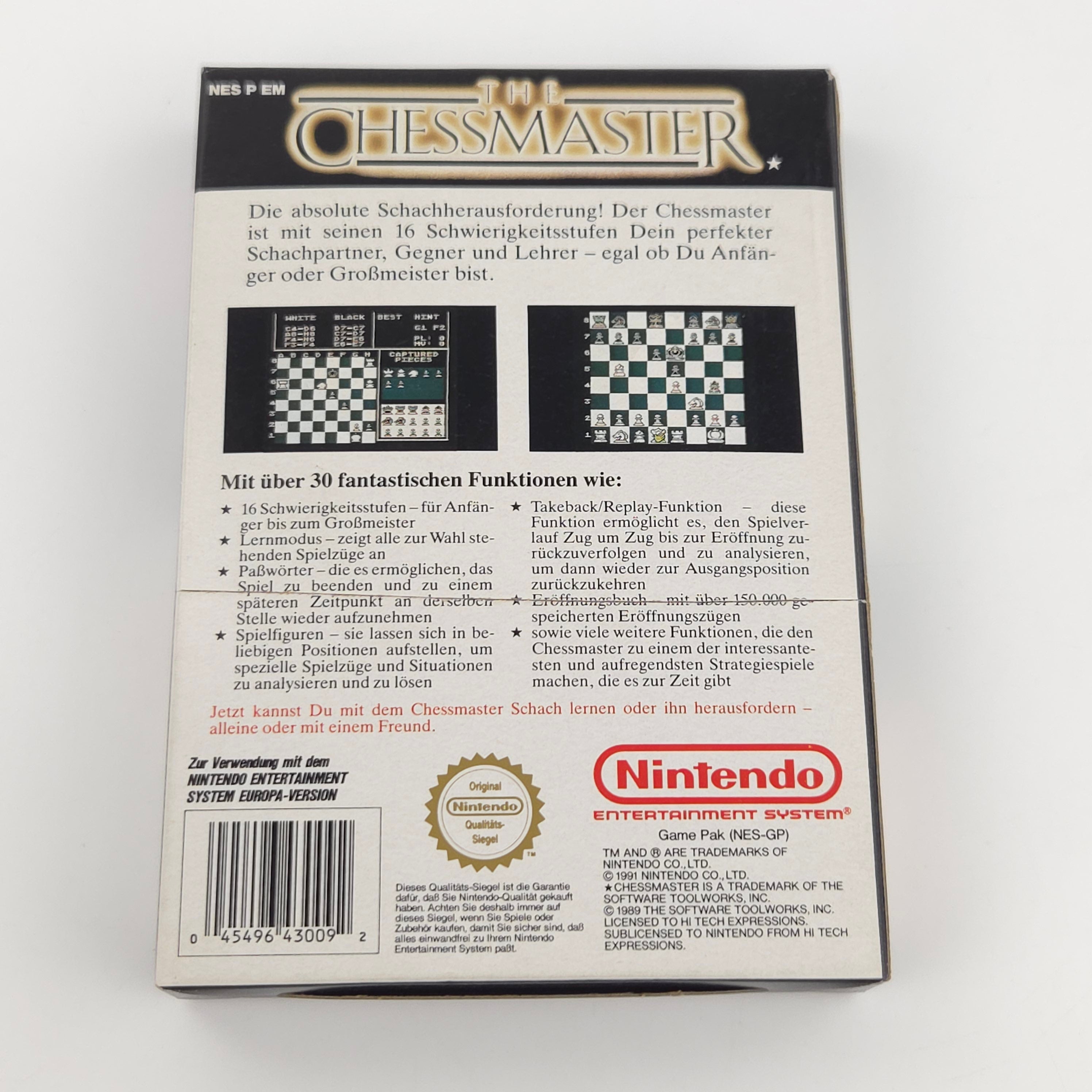 Nintendo NES Spiel The Chessmaster nahezu neuwertig CIB