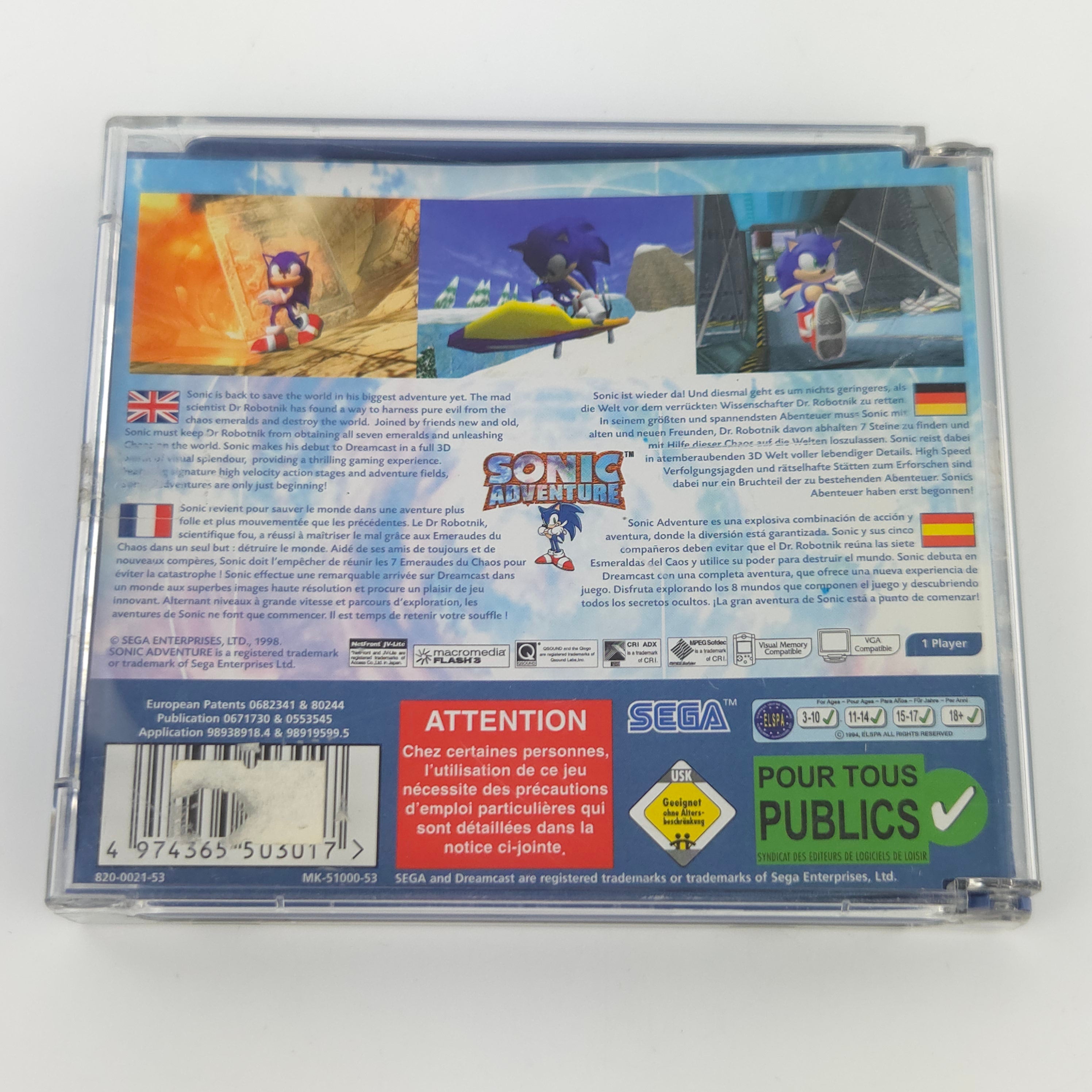 Sega Dreamcast Spiel Sonic Adventure OVP PAL