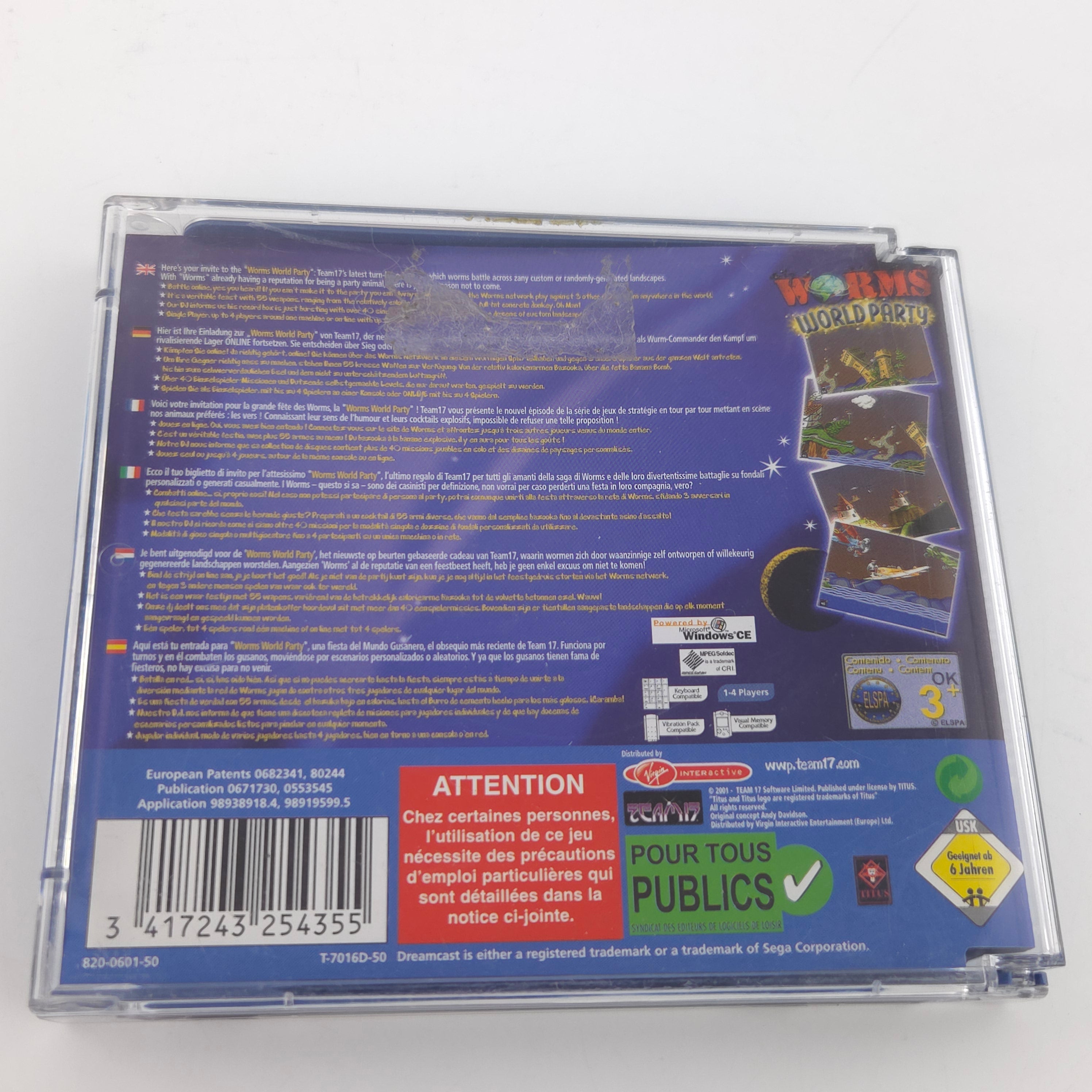 Sega Dreamcast Spiel Worms World Party OVP CIB PAL Team17