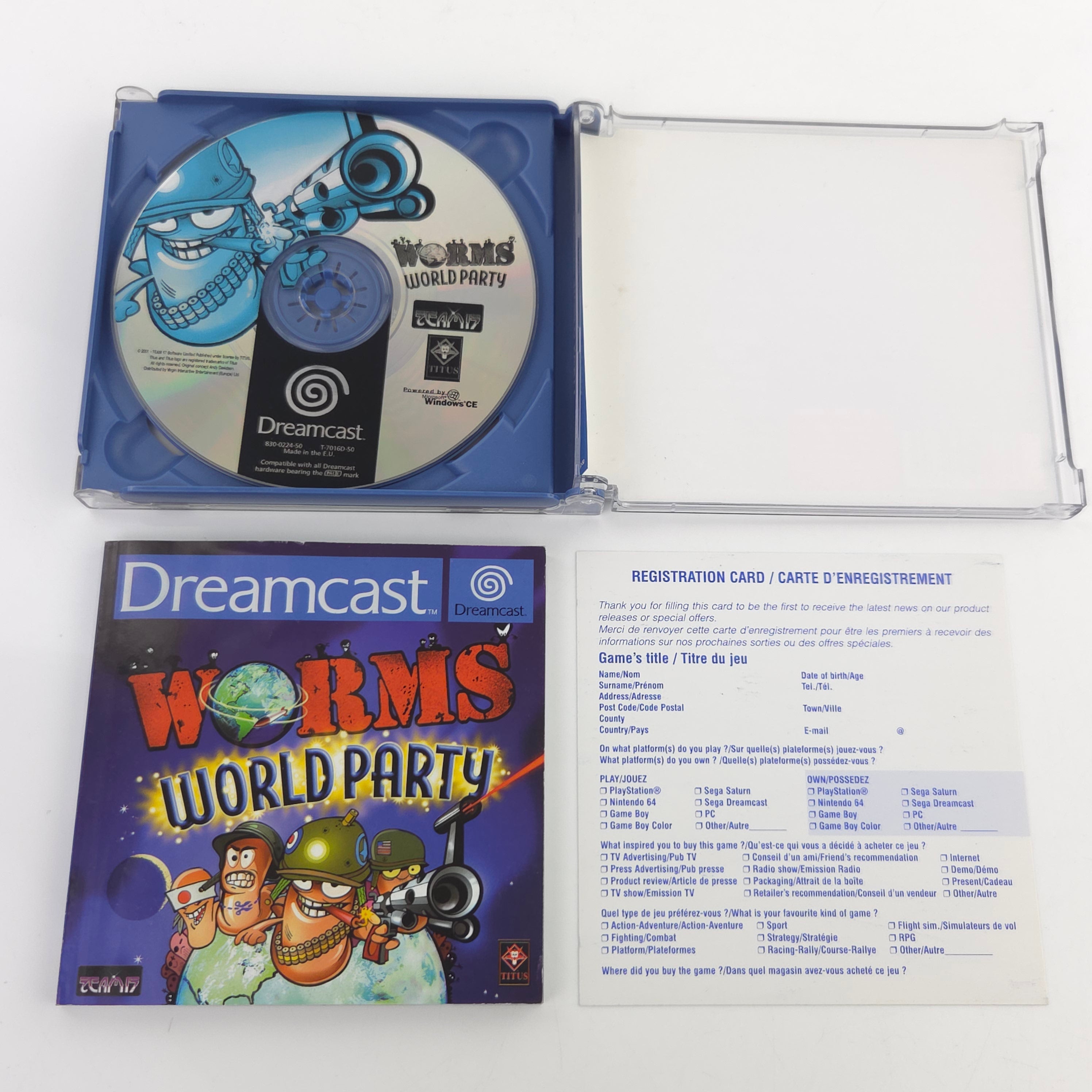 Sega Dreamcast Spiel Worms World Party OVP CIB PAL Team17