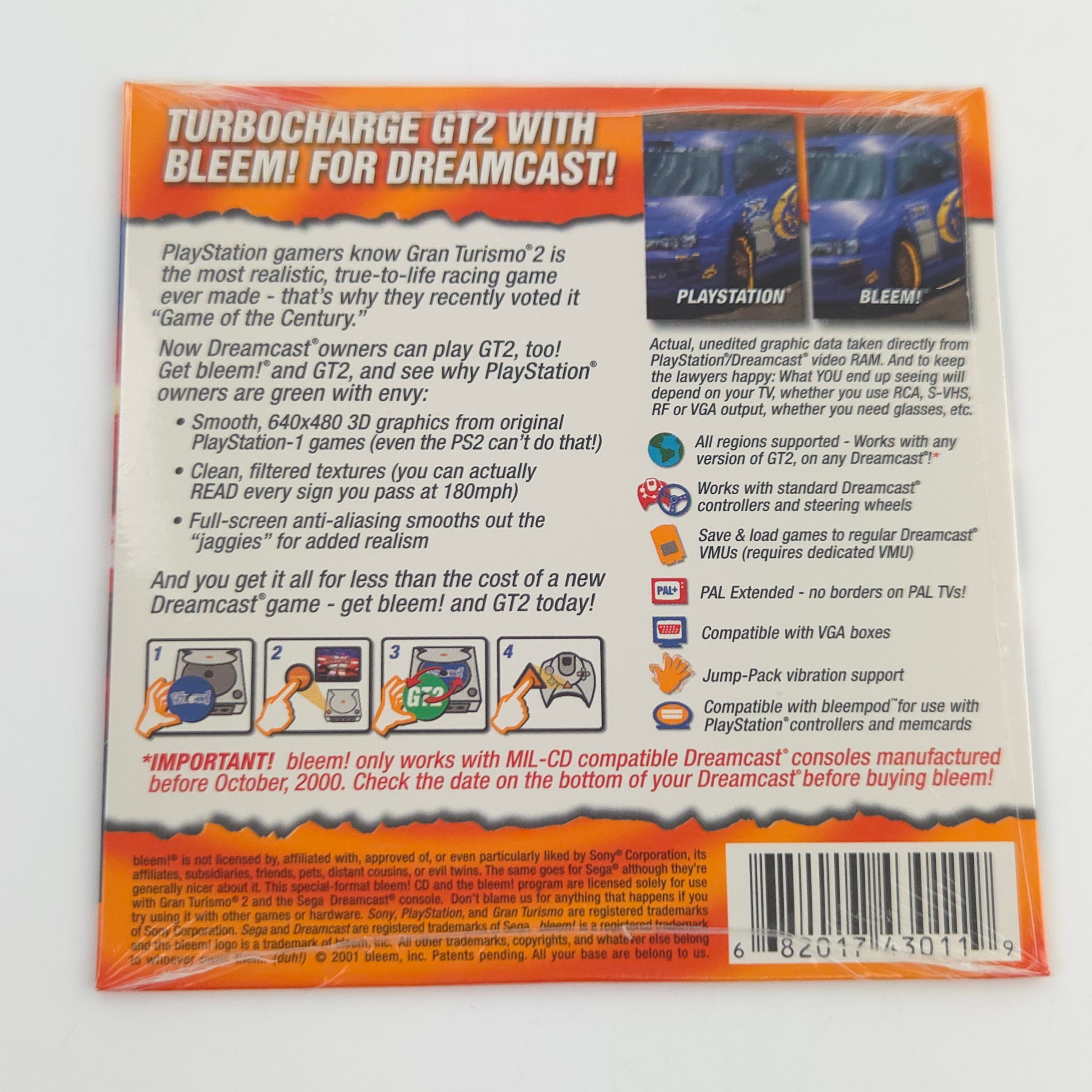 Sega Dreamcast Zubehör Turbocharge GT2 Bleem NEU OVP