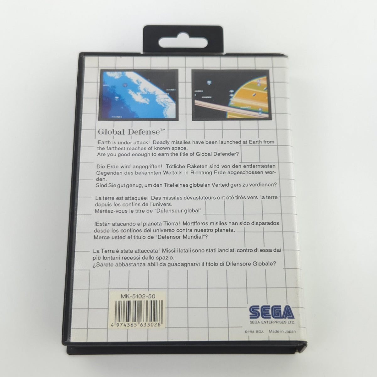 Sega Master System Spiel Global Defense OVP