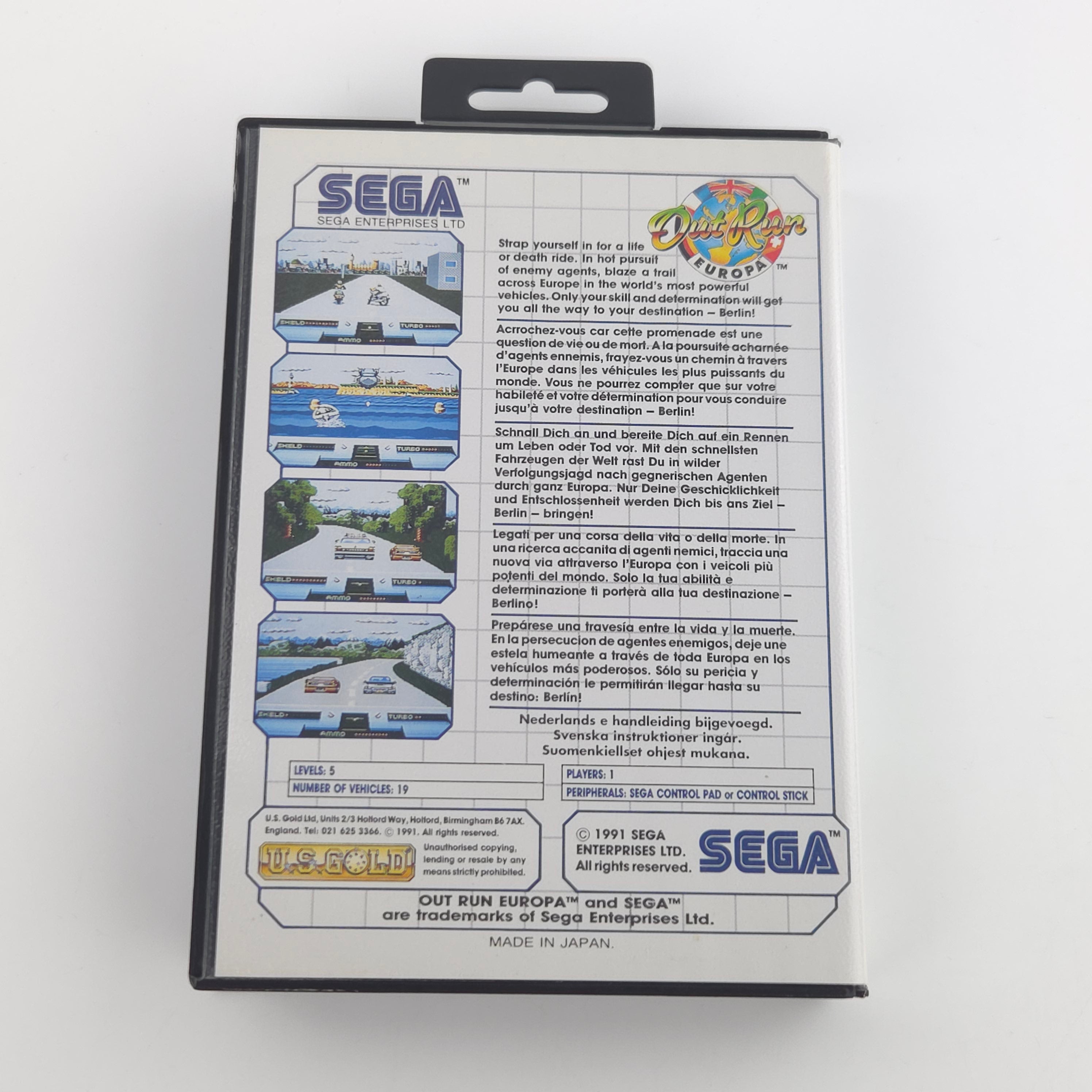 Sega Master System Spiel: Out Run Europa - Modul Anleitung OVP (PAL EUR)
