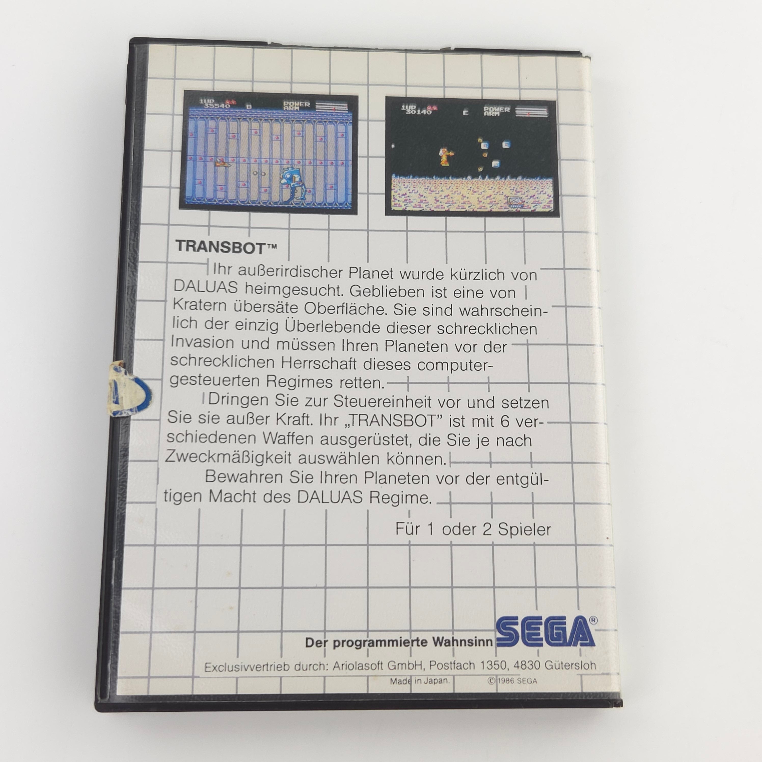Sega Master System Spiel Transbot Card MS OVP PAL 1986