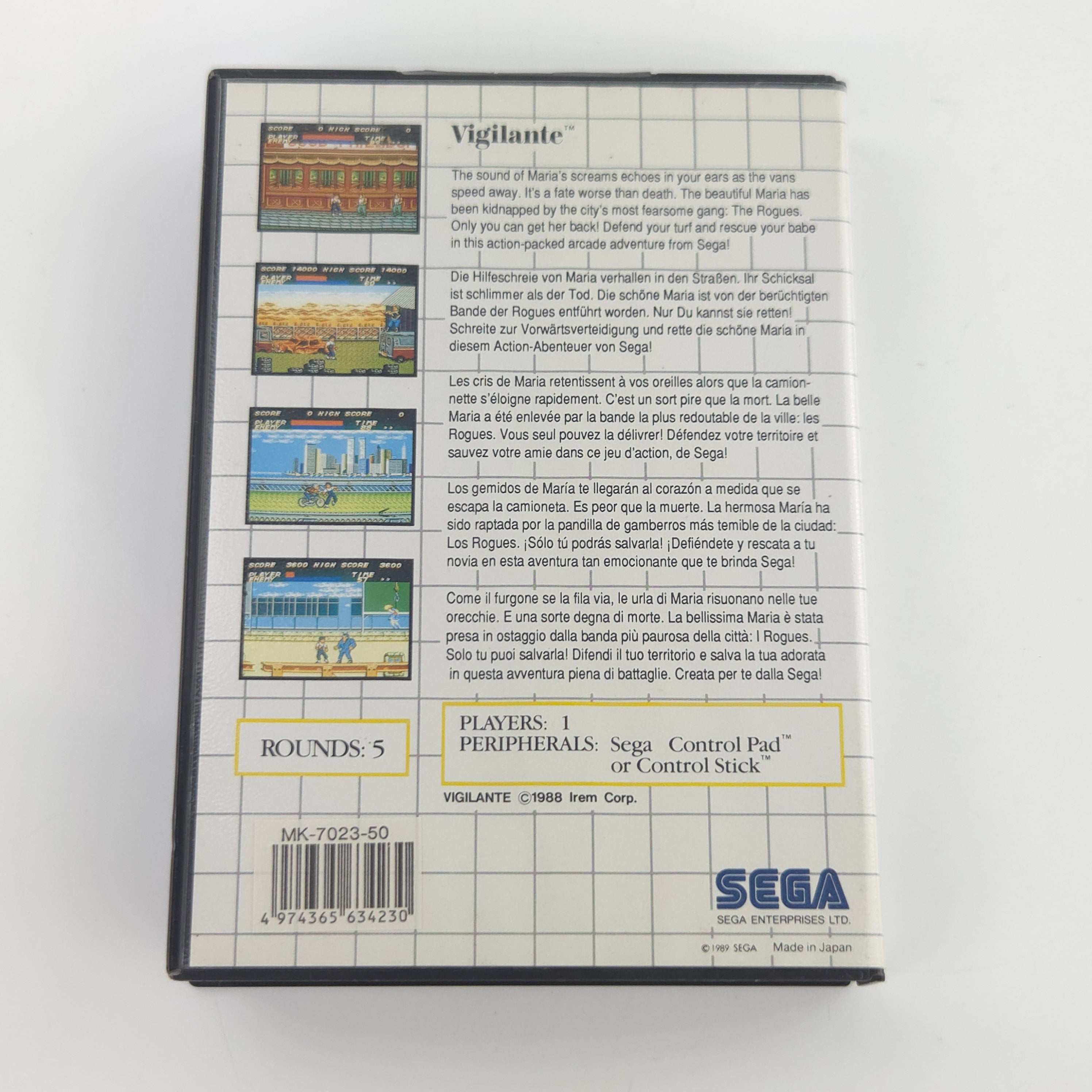 Sega Master System Spiel Vigilante MS OVP CIB PAL Arcade