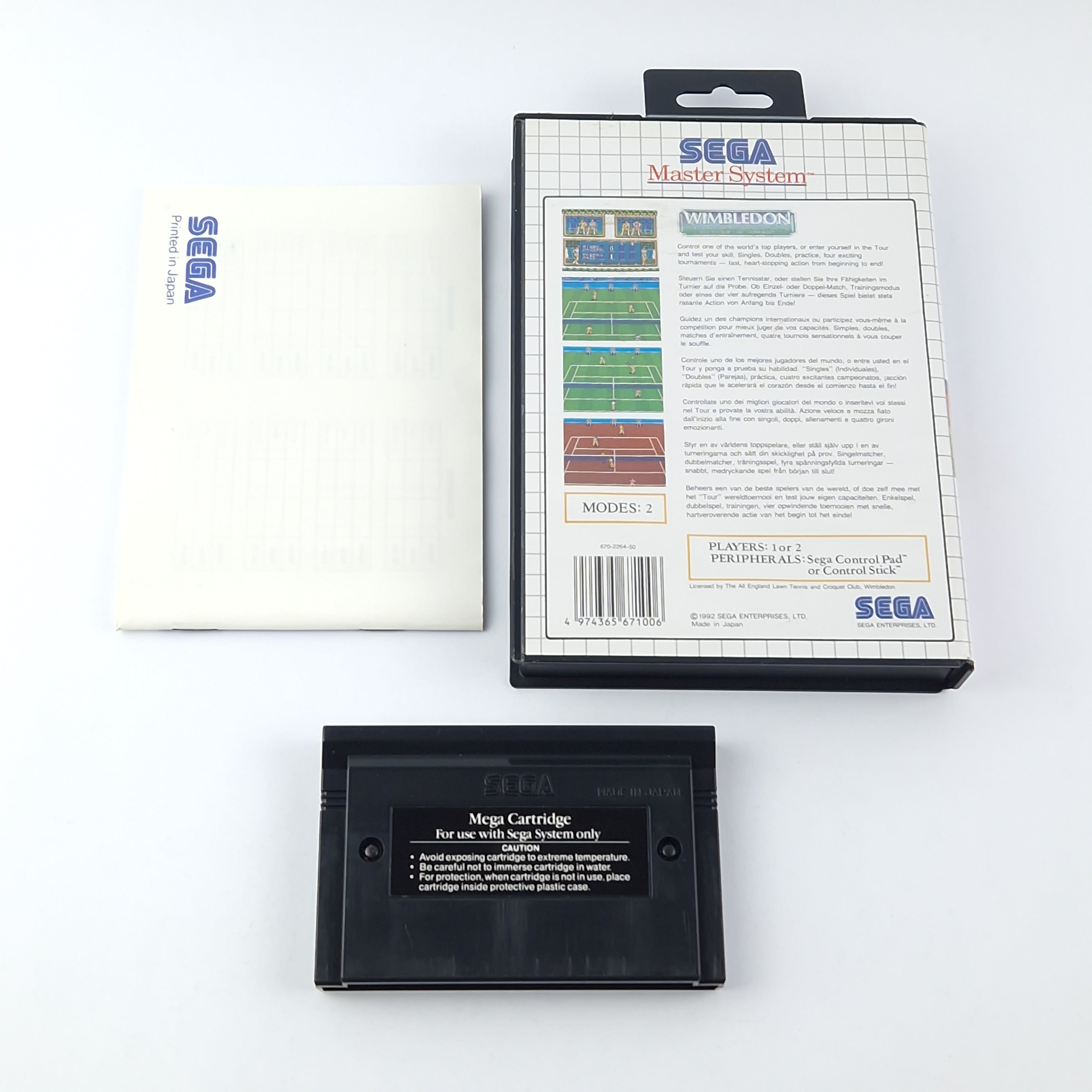Sega Master System Spiel – Wimbledon Tennis OVP Anleitung