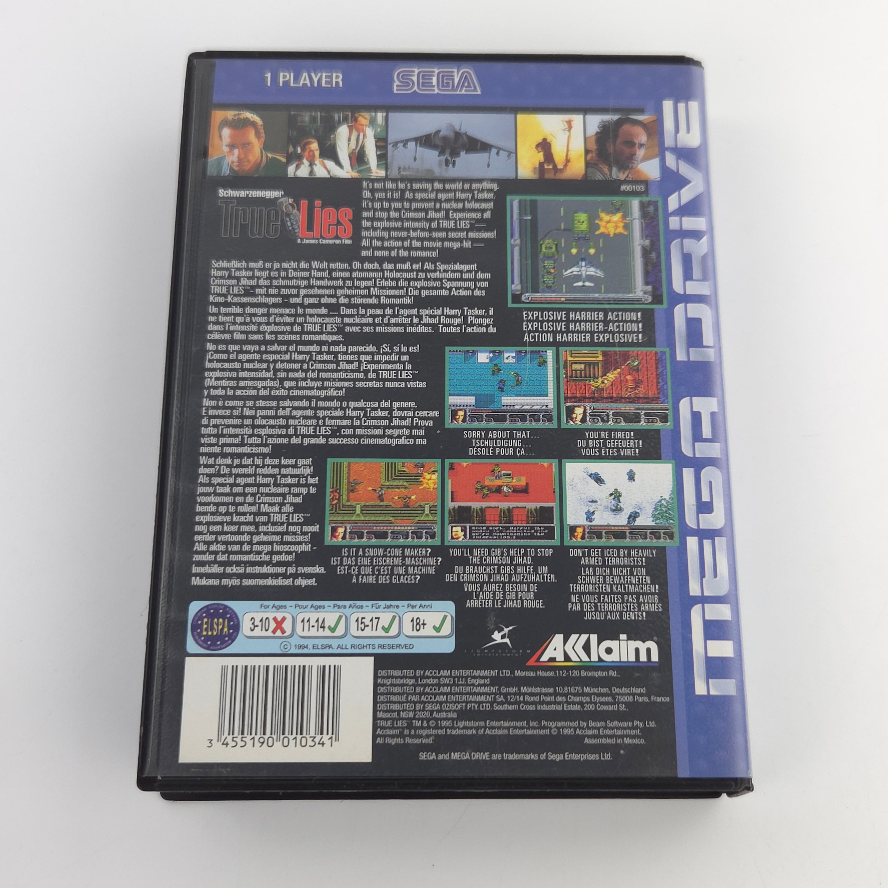 Mega Drive Spiel True Lies Modul OVP PAL EUR Gut