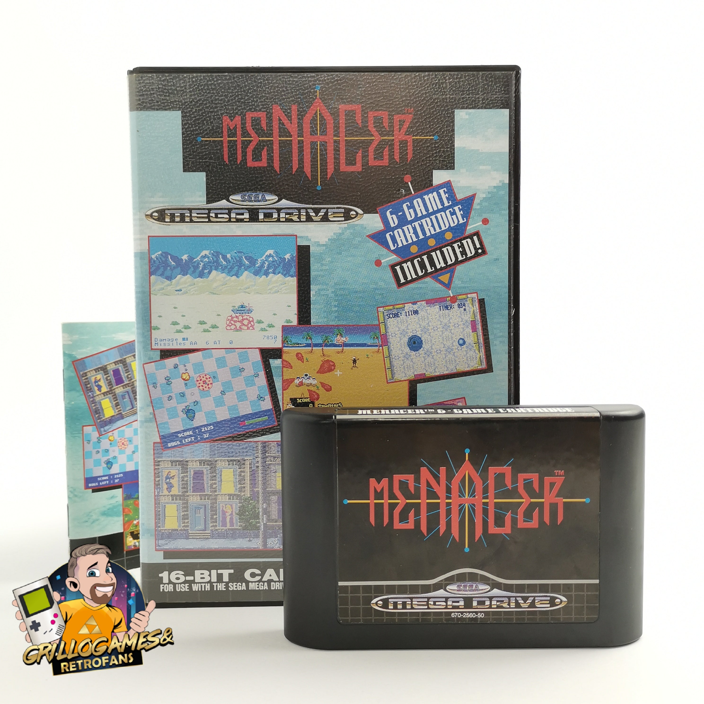 Sega Mega Drive Spiel ’ Menacer 6 Game Cartridge ’ MD 16-Bit | OVP PAL