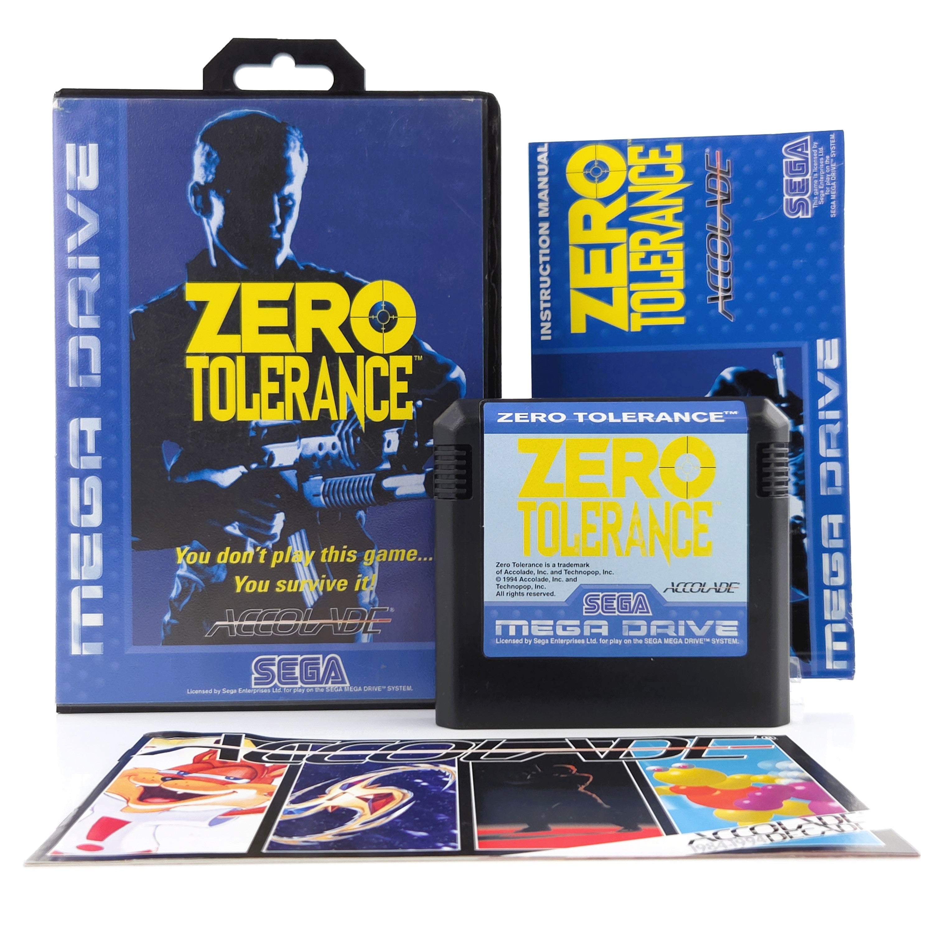 Mega Drive Spiel Zero Tolerance MD OVP CIB PAL Accolade