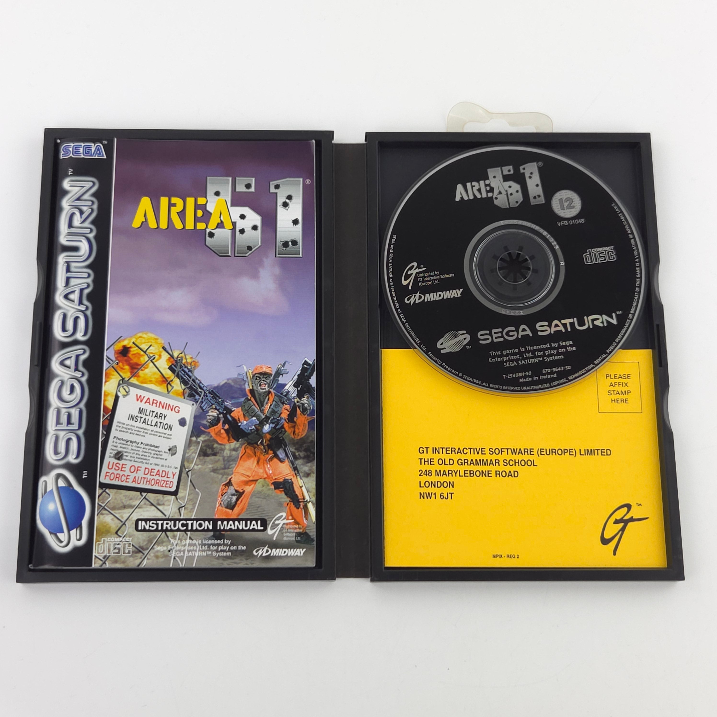 Sega Saturn Spiel Area 51 OVP Anleitung PAL EUR Midway