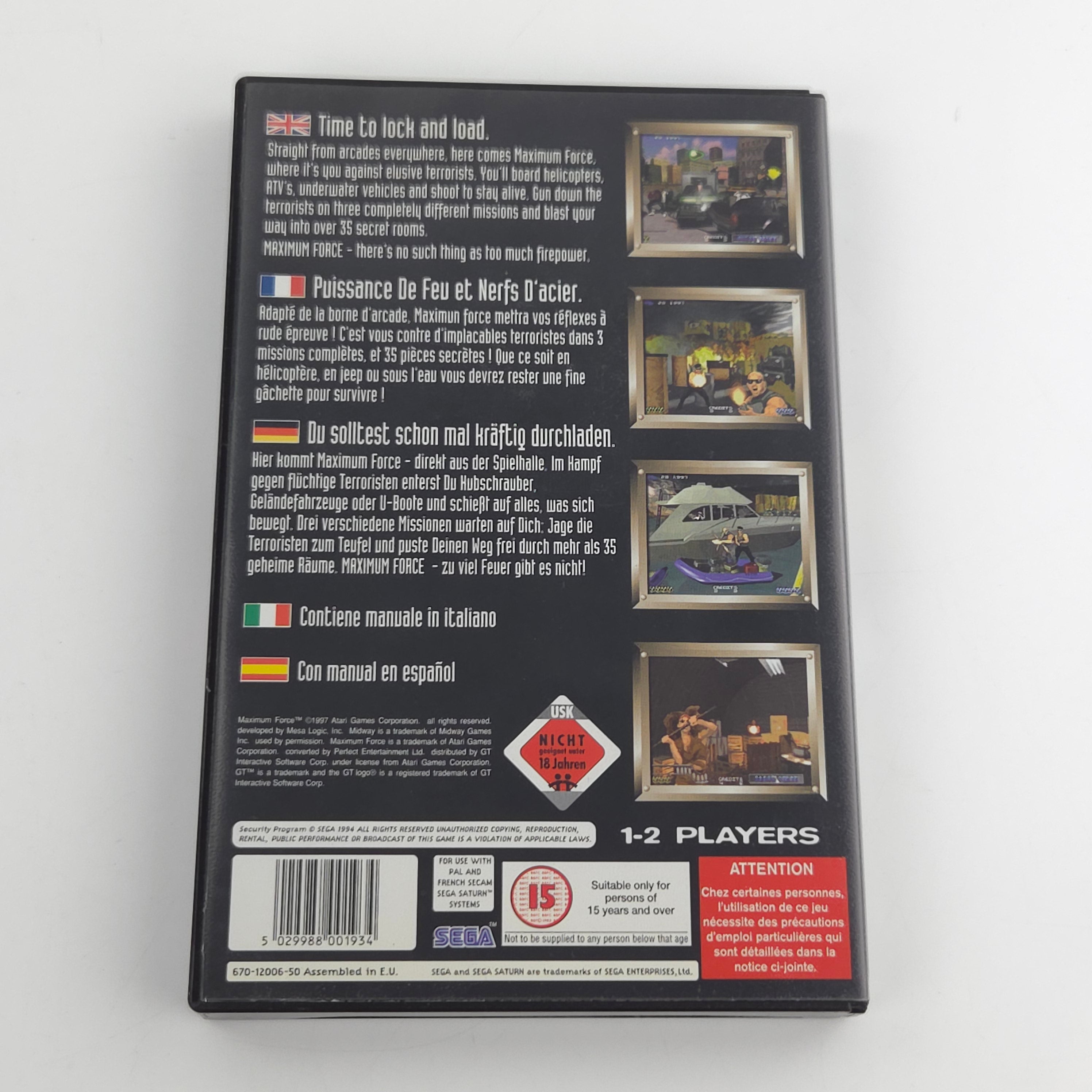 Sega Saturn Spiel Maximum Force OVP CD PAL EUR USK18
