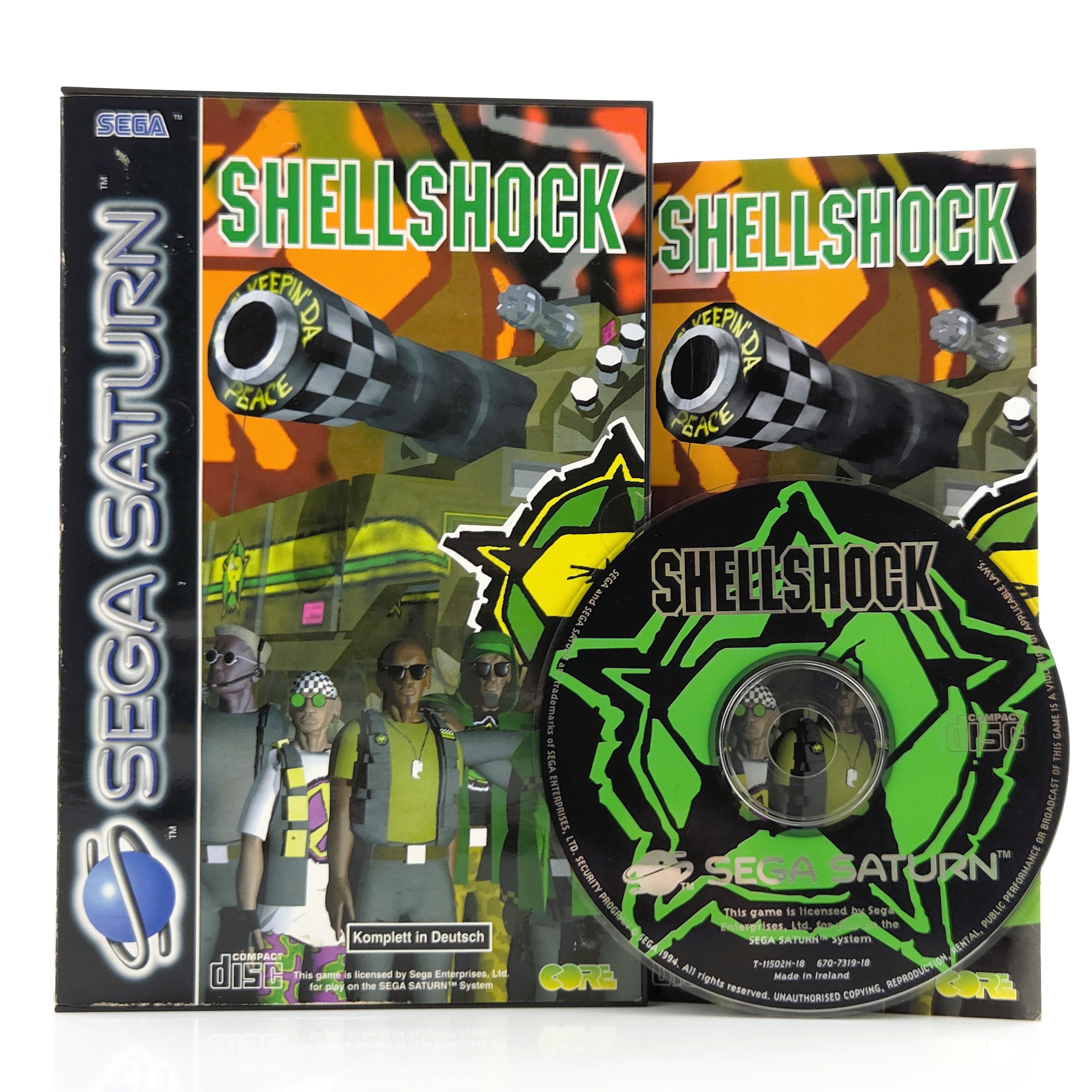 Sega Saturn Spiel Shellshock OVP Anleitung PAL CORE Design