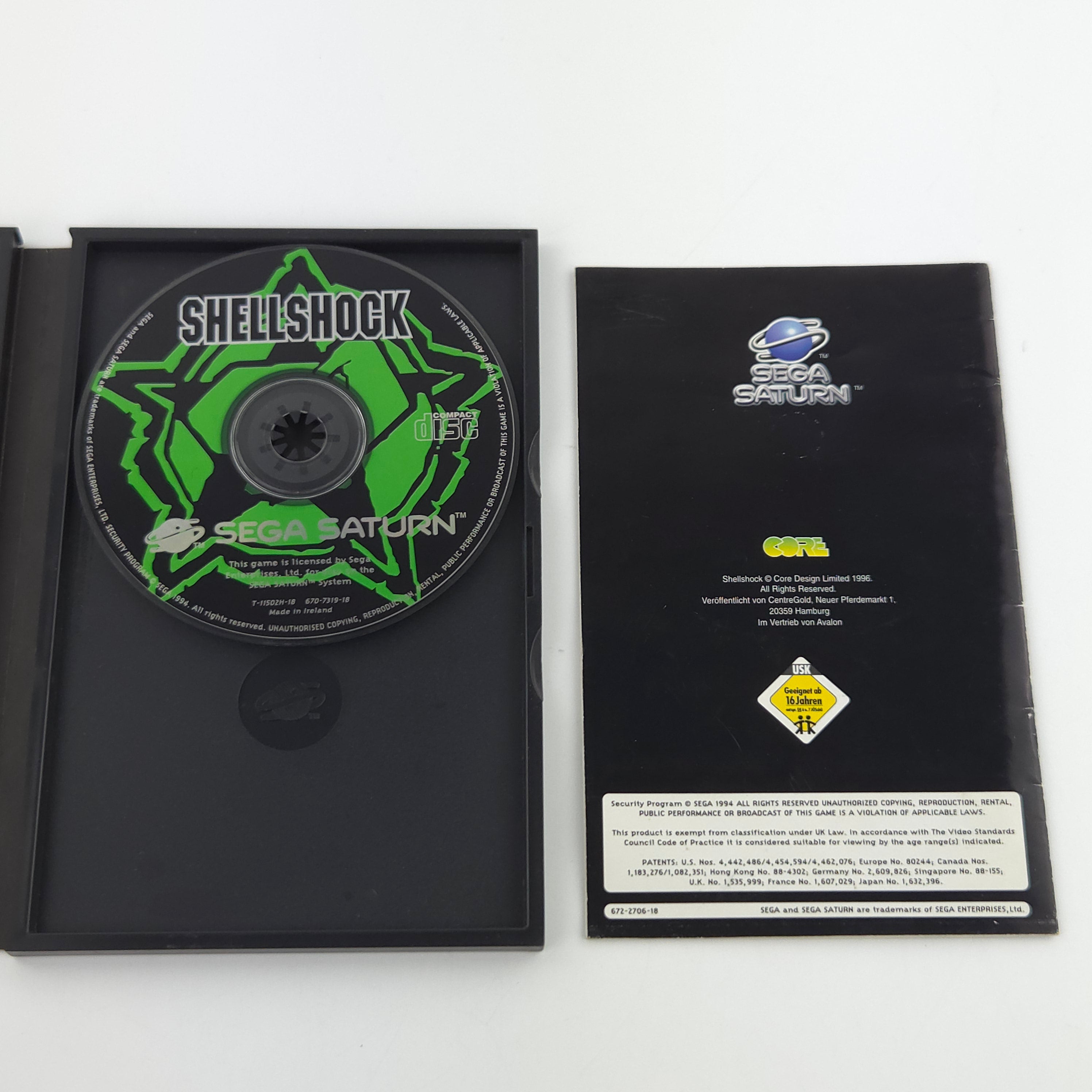 Sega Saturn Spiel Shellshock OVP Anleitung PAL CORE Design