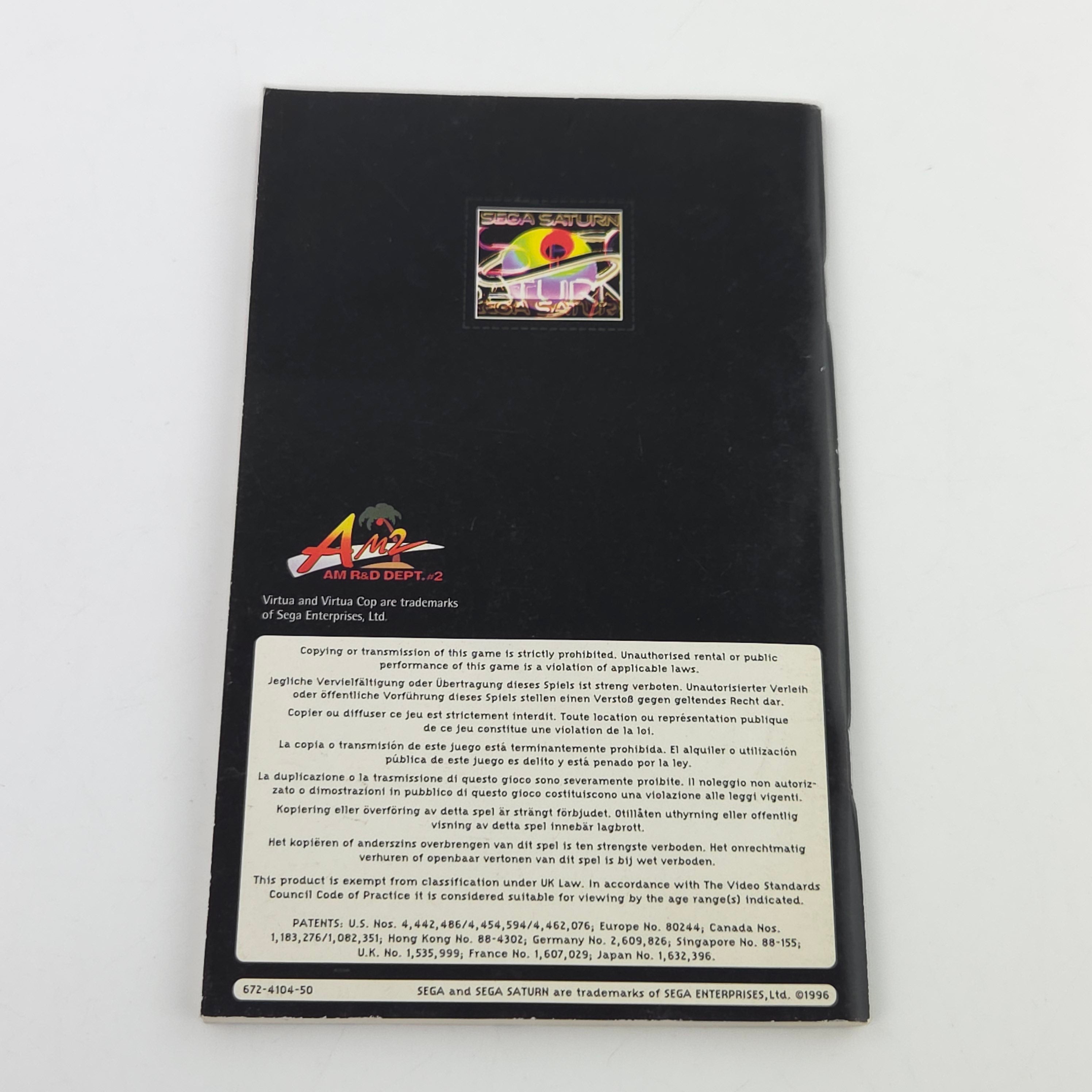 Sega Saturn Spiel Virtua Cop 2 CD Anleitung PAL EUR USK18