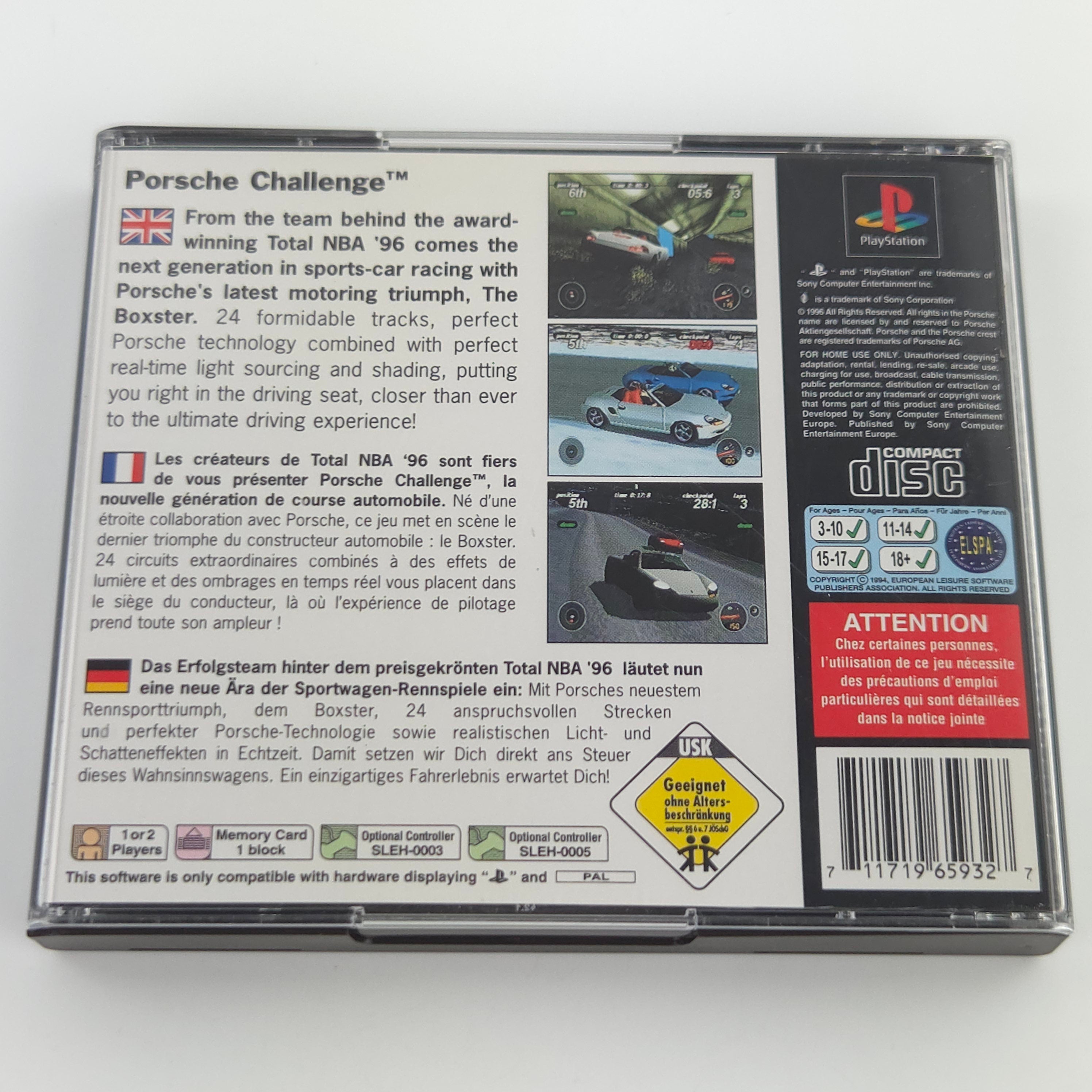 Playstation 1 Spiel Porsche Challenge PS1 OVP PAL EUR