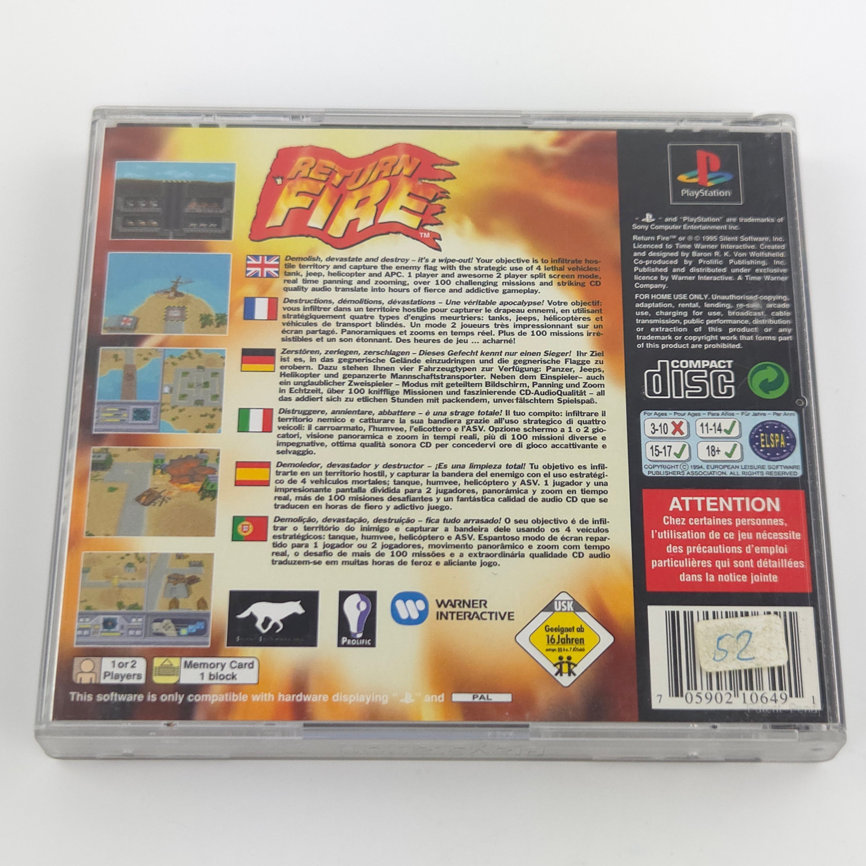 Sony Playstation 1 Spiel Return Fire PS1 OVP PAL EUR