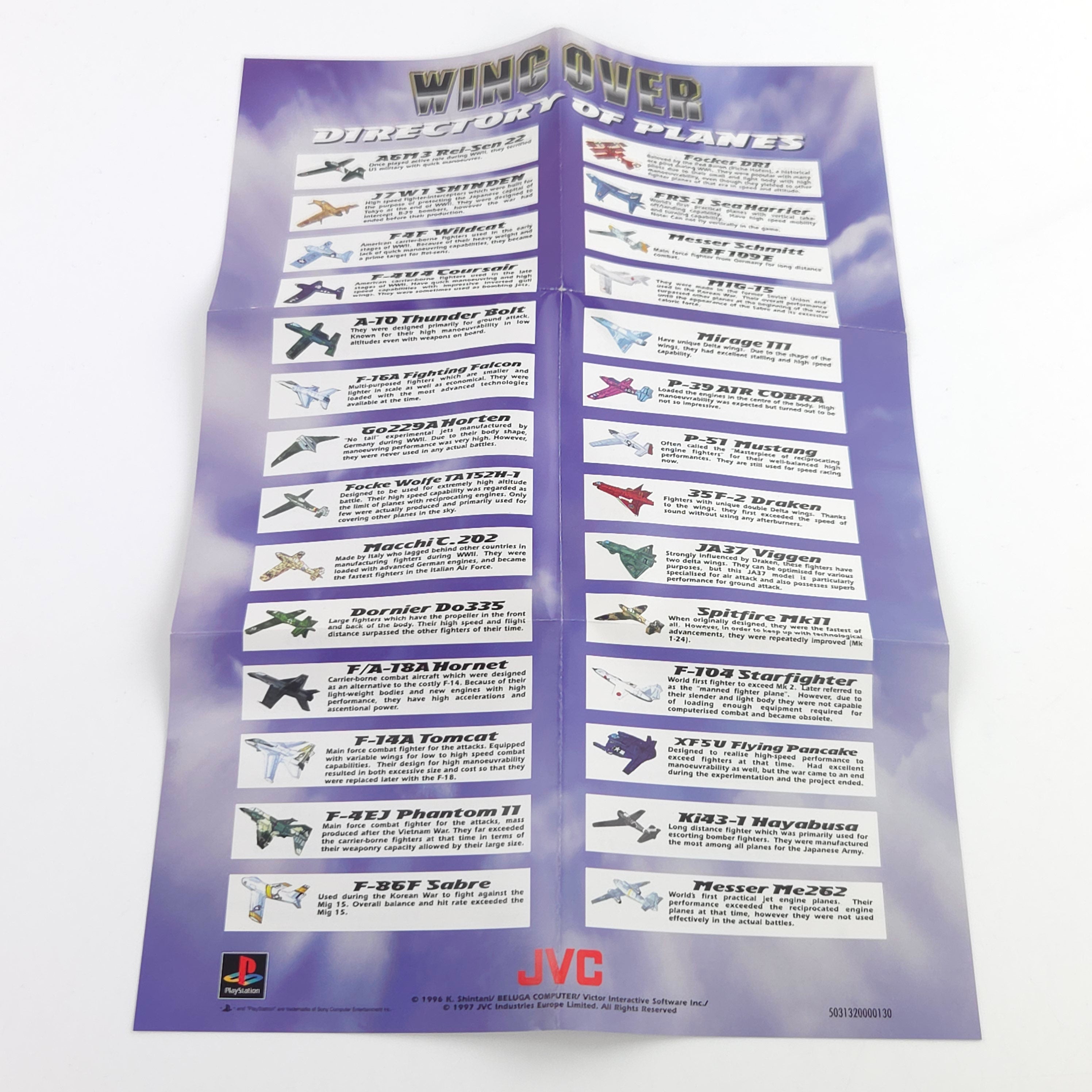 Sony Playstation Spiel Wing Over PS1 OVP Poster PAL EUR