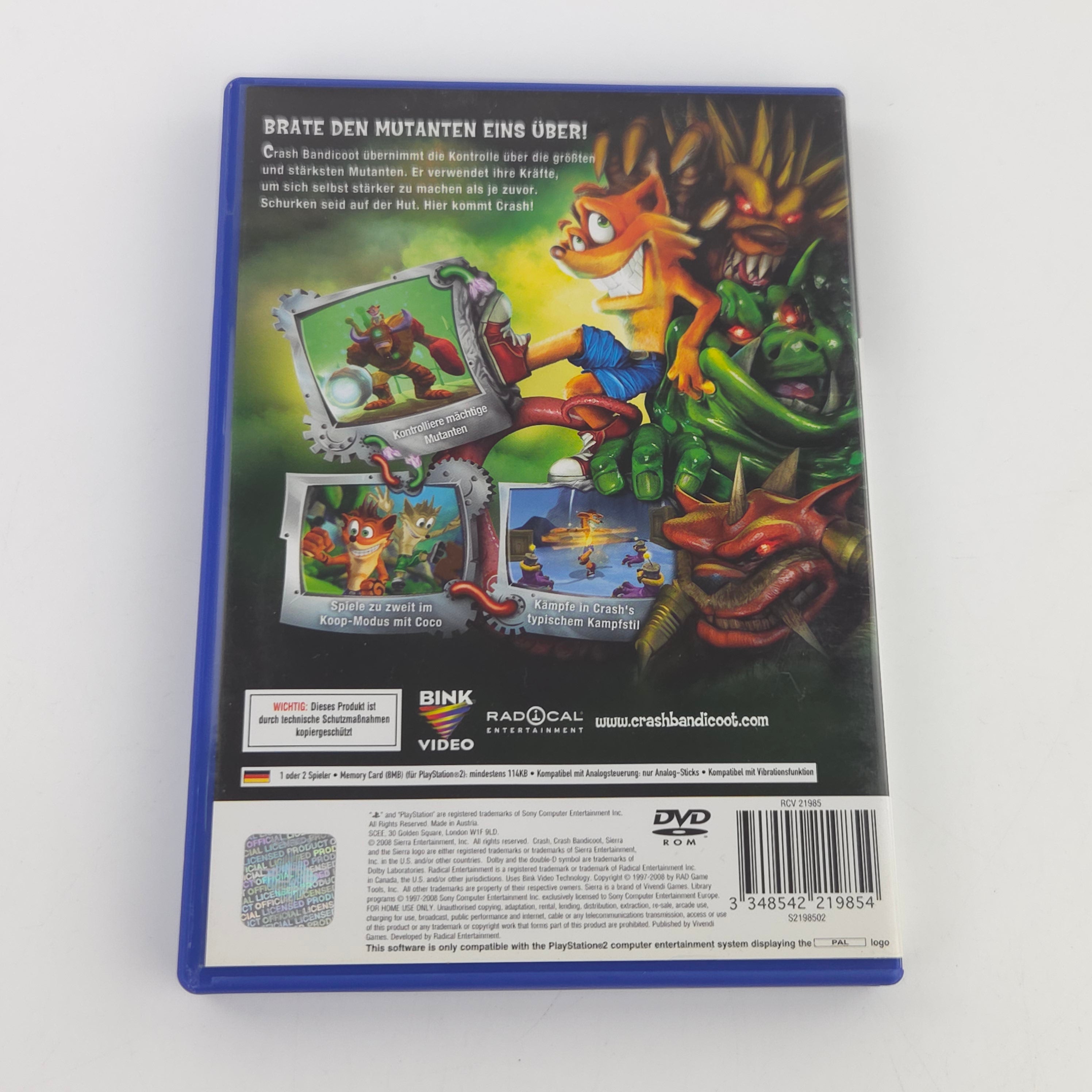 Playstation 2 Spiel Crash Herrscher der Mutanten PS2 OVP