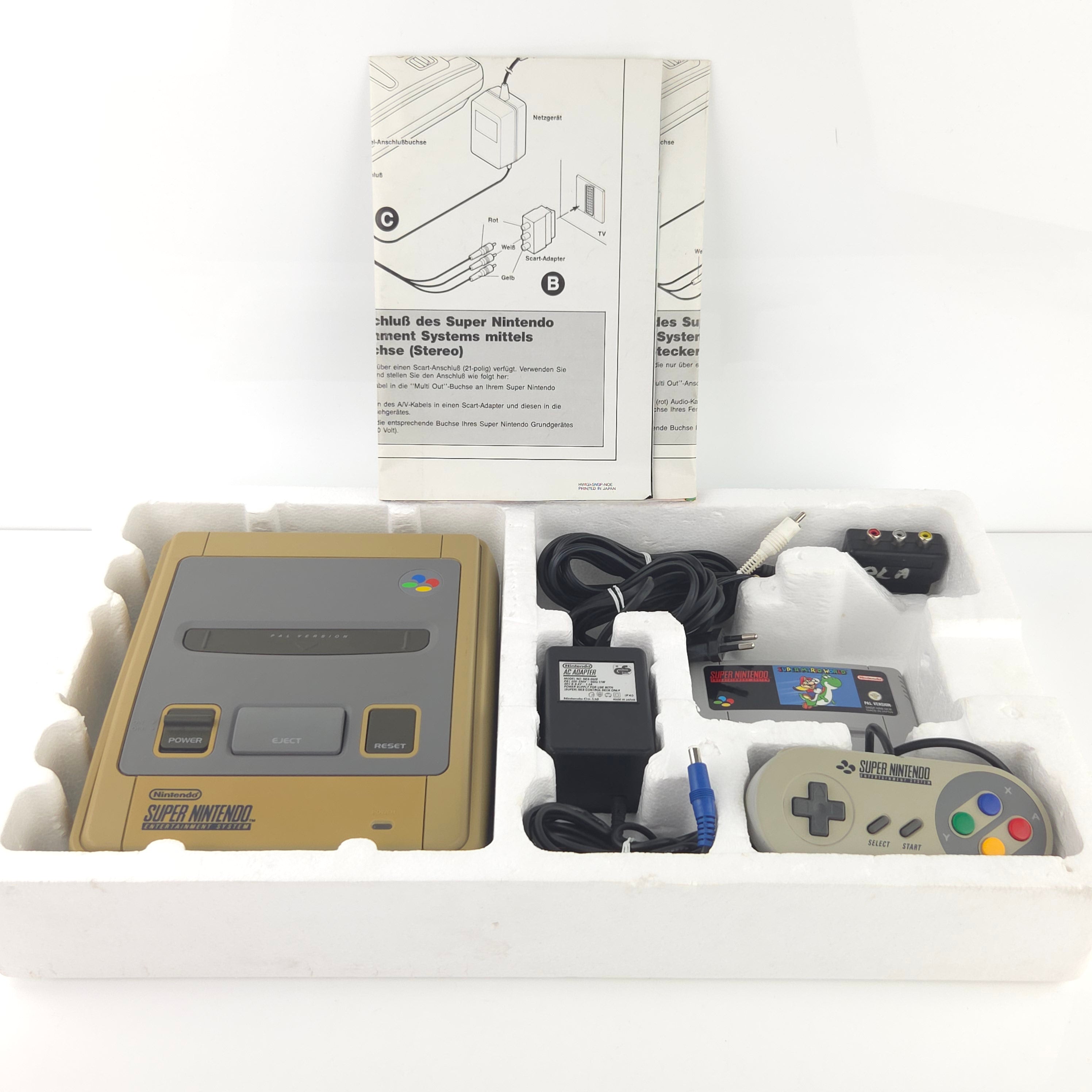 Super Nintendo Konsole Mario World Bundle OVP PAL