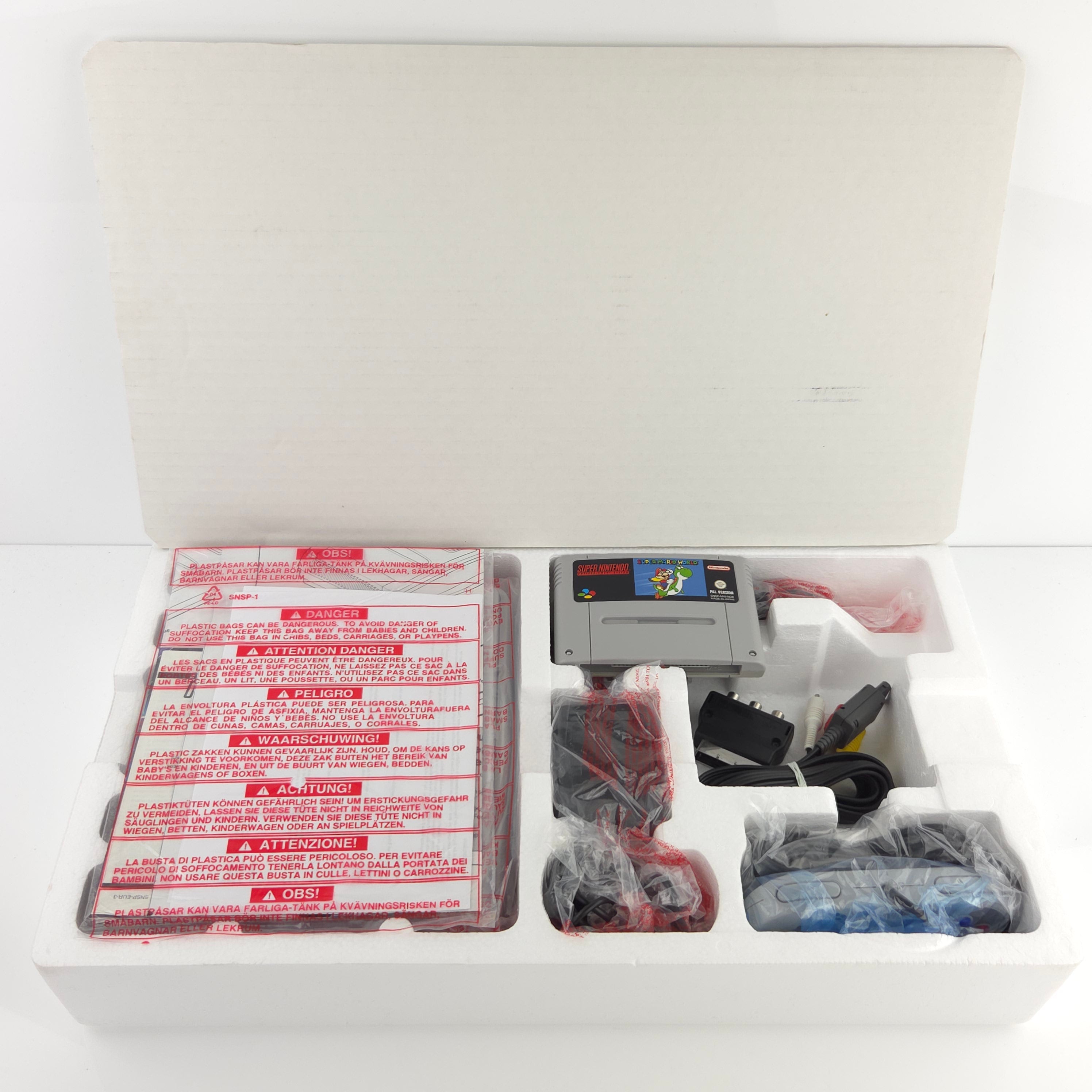 Super Nintendo Konsole Set Super Mario World SNES OVP PAL