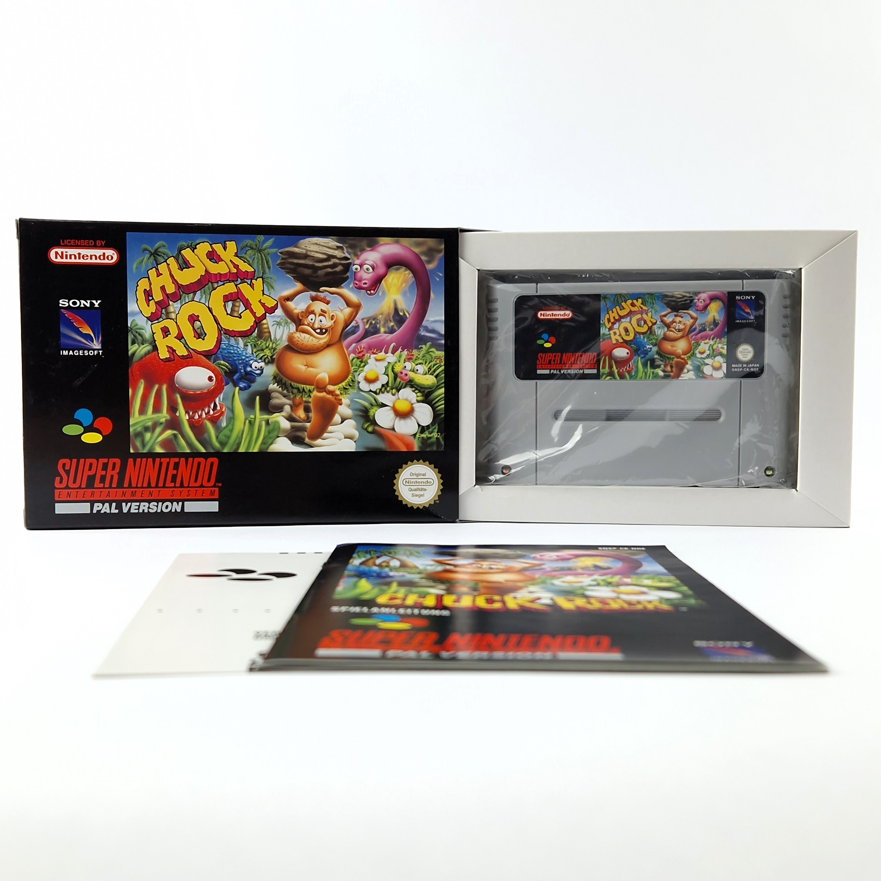 Super Nintendo Spiel – Chuck Rock OVP CIB PAL NOE