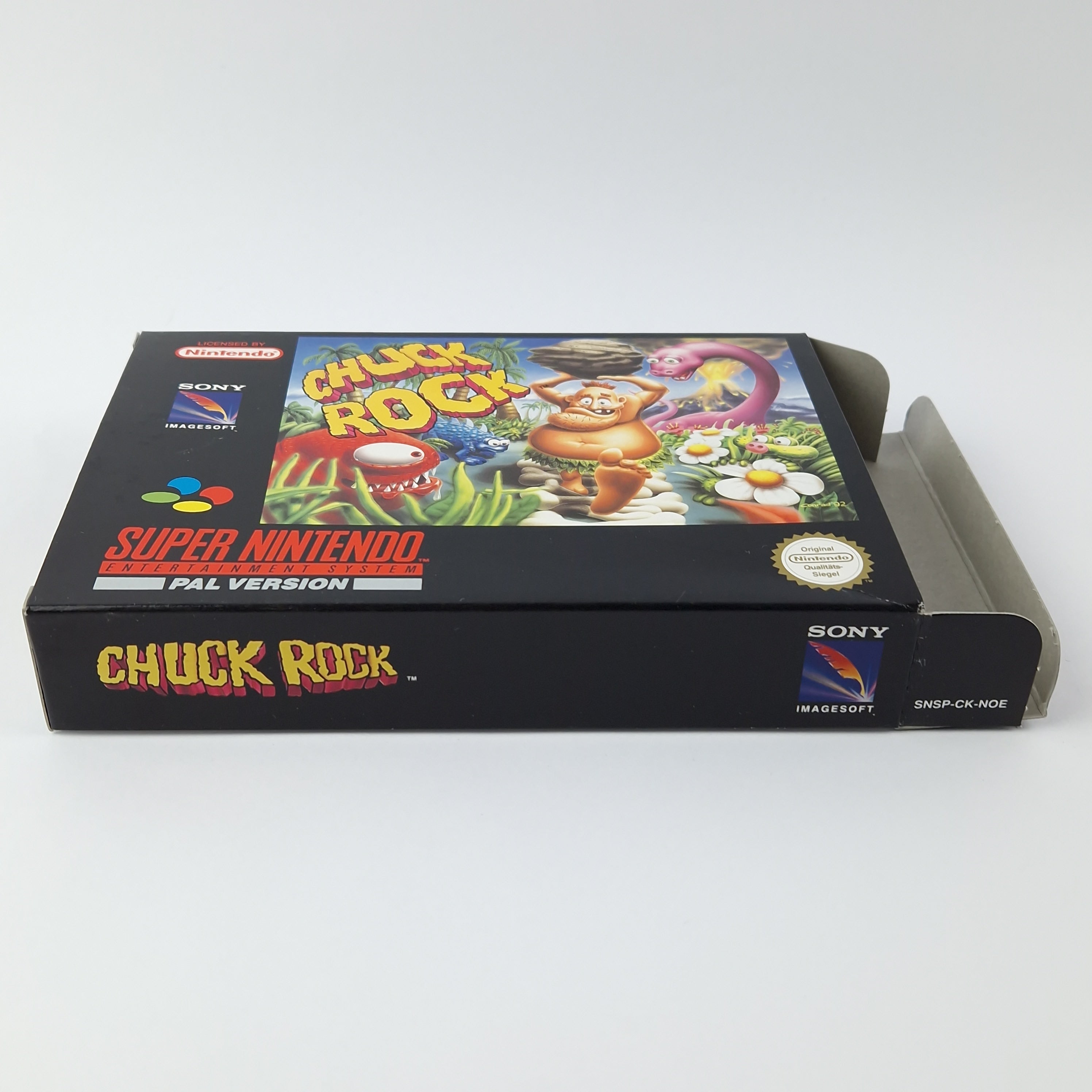 Super Nintendo Spiel – Chuck Rock OVP CIB PAL NOE