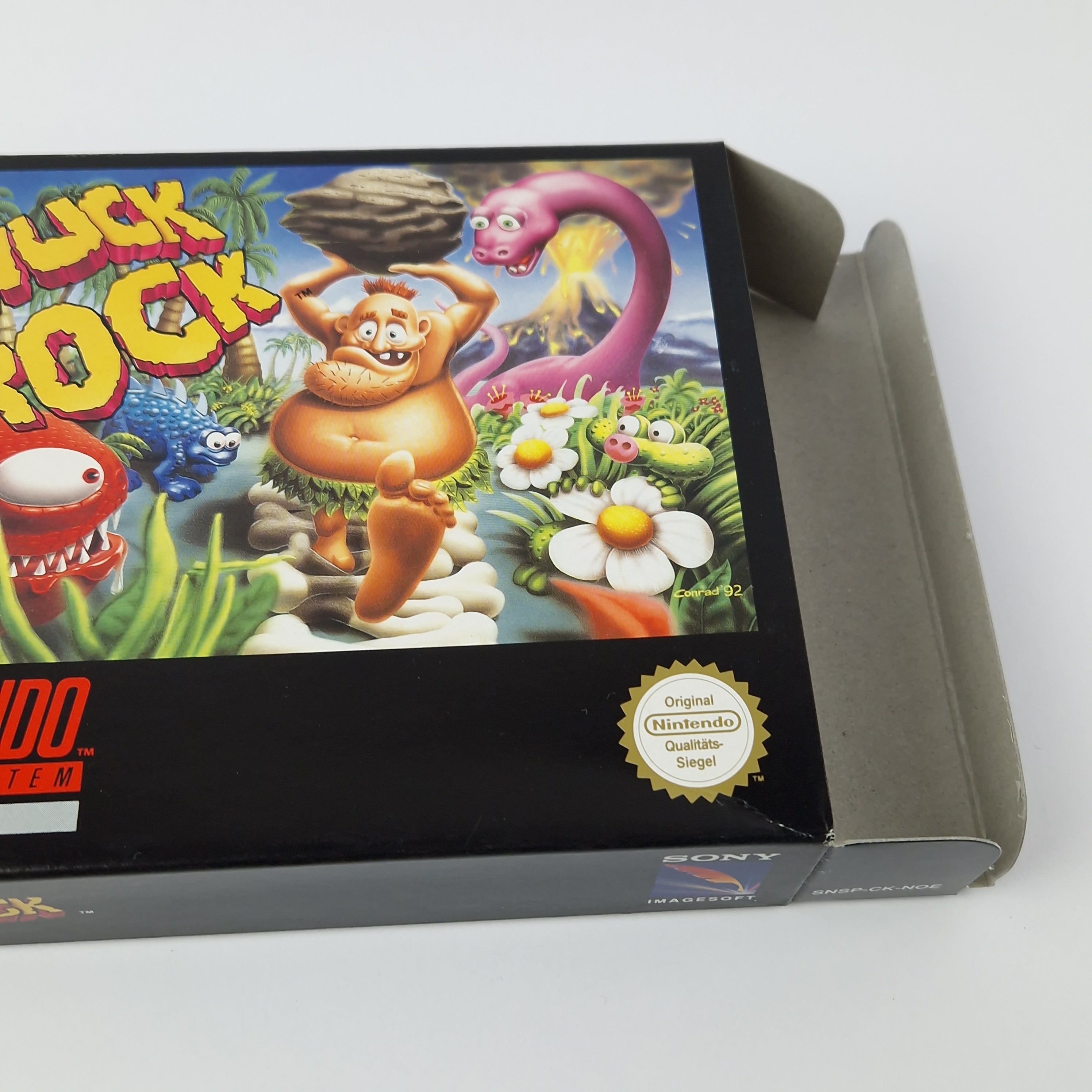 Super Nintendo Spiel – Chuck Rock OVP CIB PAL NOE