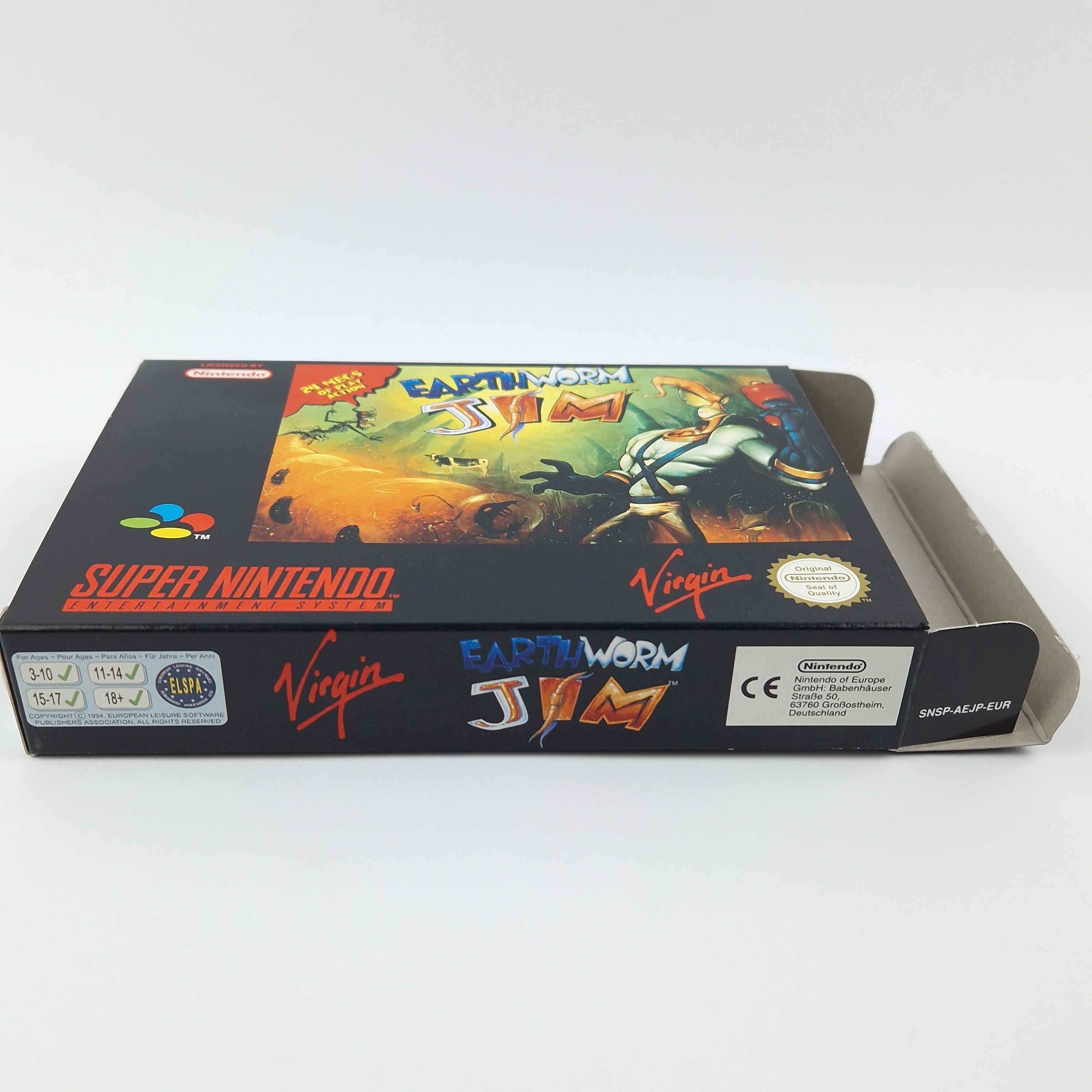 Super Nintendo Spiel – Earth Worm Jim OVP PAL CIB