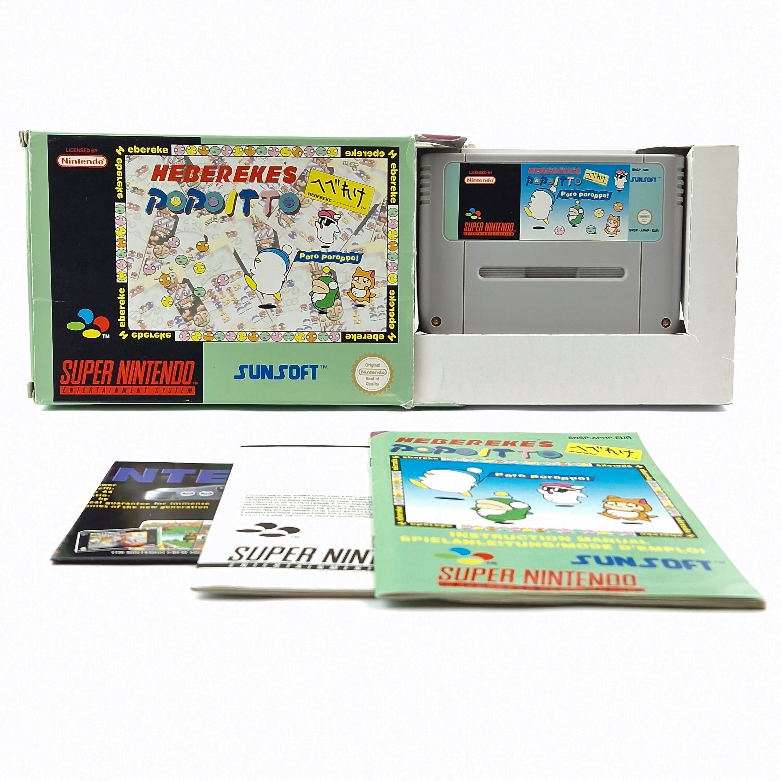 Super Nintendo Spiel: Hebereke´s Popoitto - OVP Anleitung Modul / SNES PAL