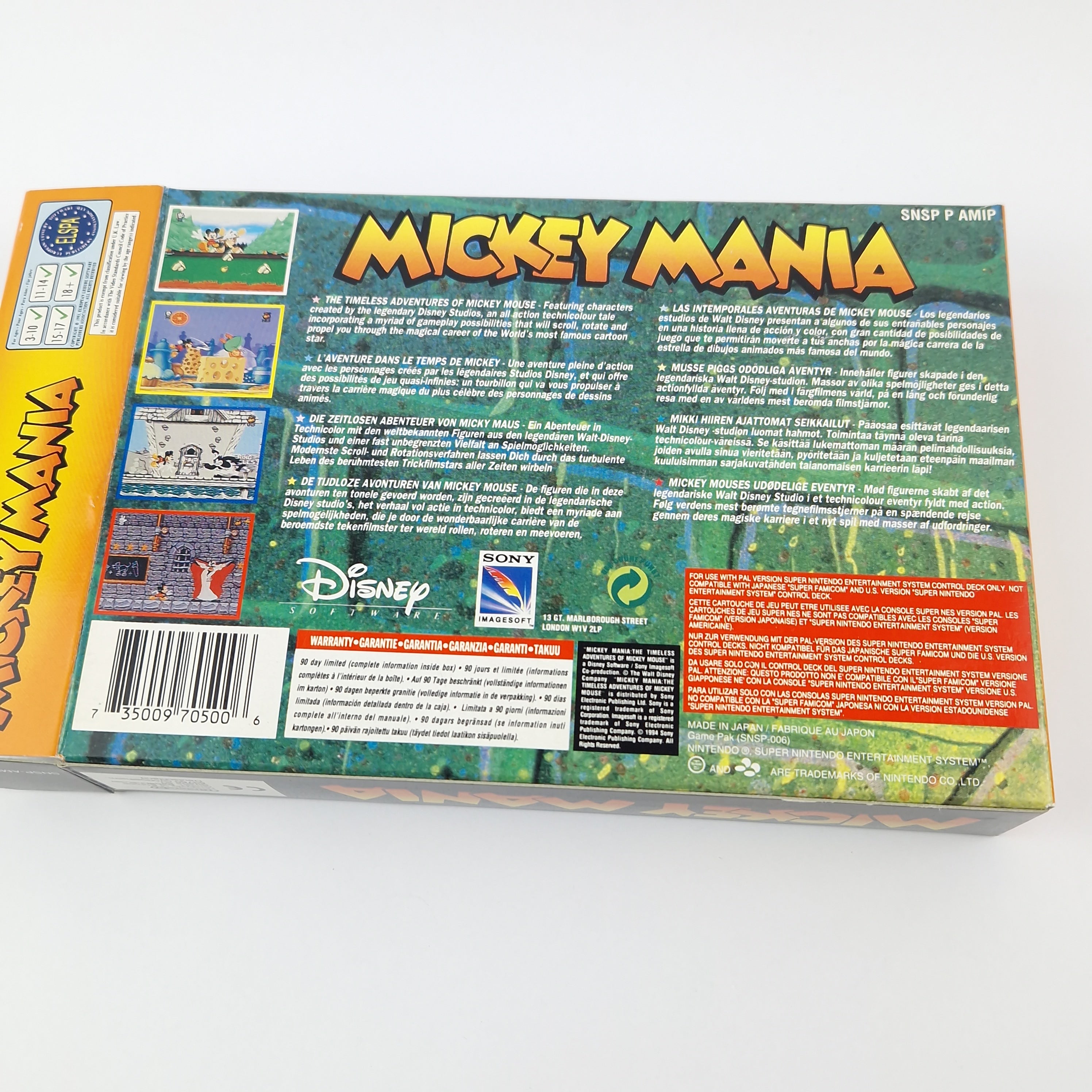 Super Nintendo Spiel – Mickey Mania OVP PAL CIB SNES Disney