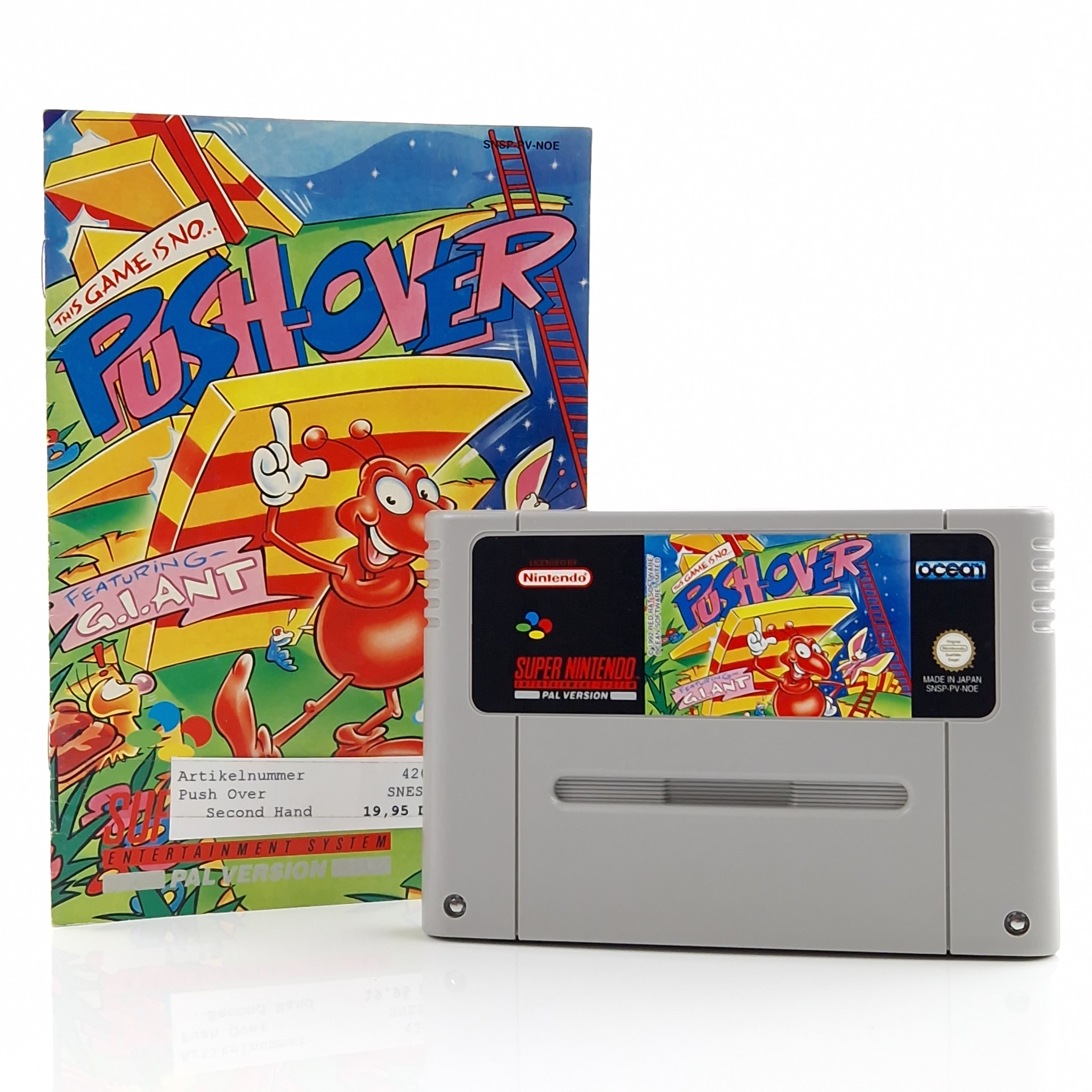 Super Nintendo Spiel – Push Over SNES Modul Anleitung PAL