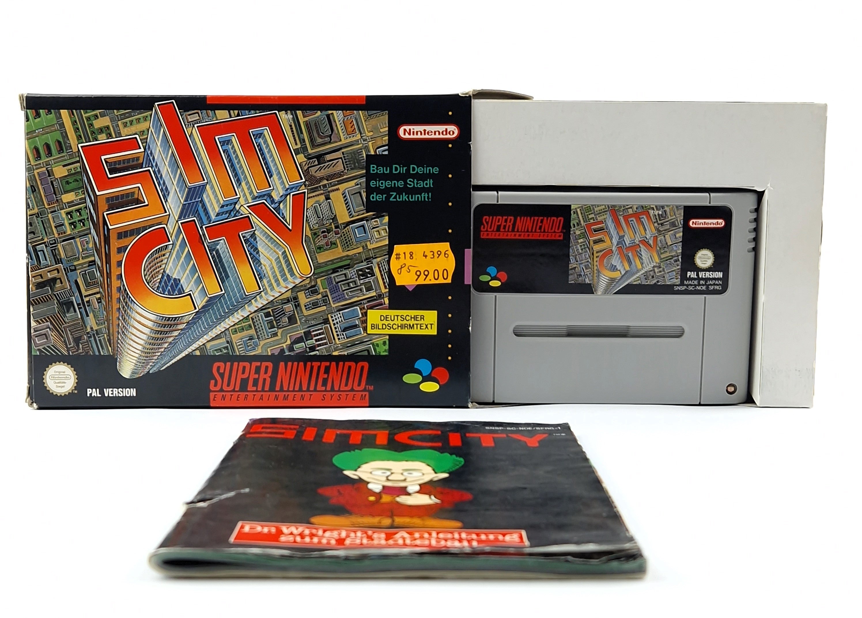 Super Nintendo Spiel – Sim City Modul Anleitung OVP PAL