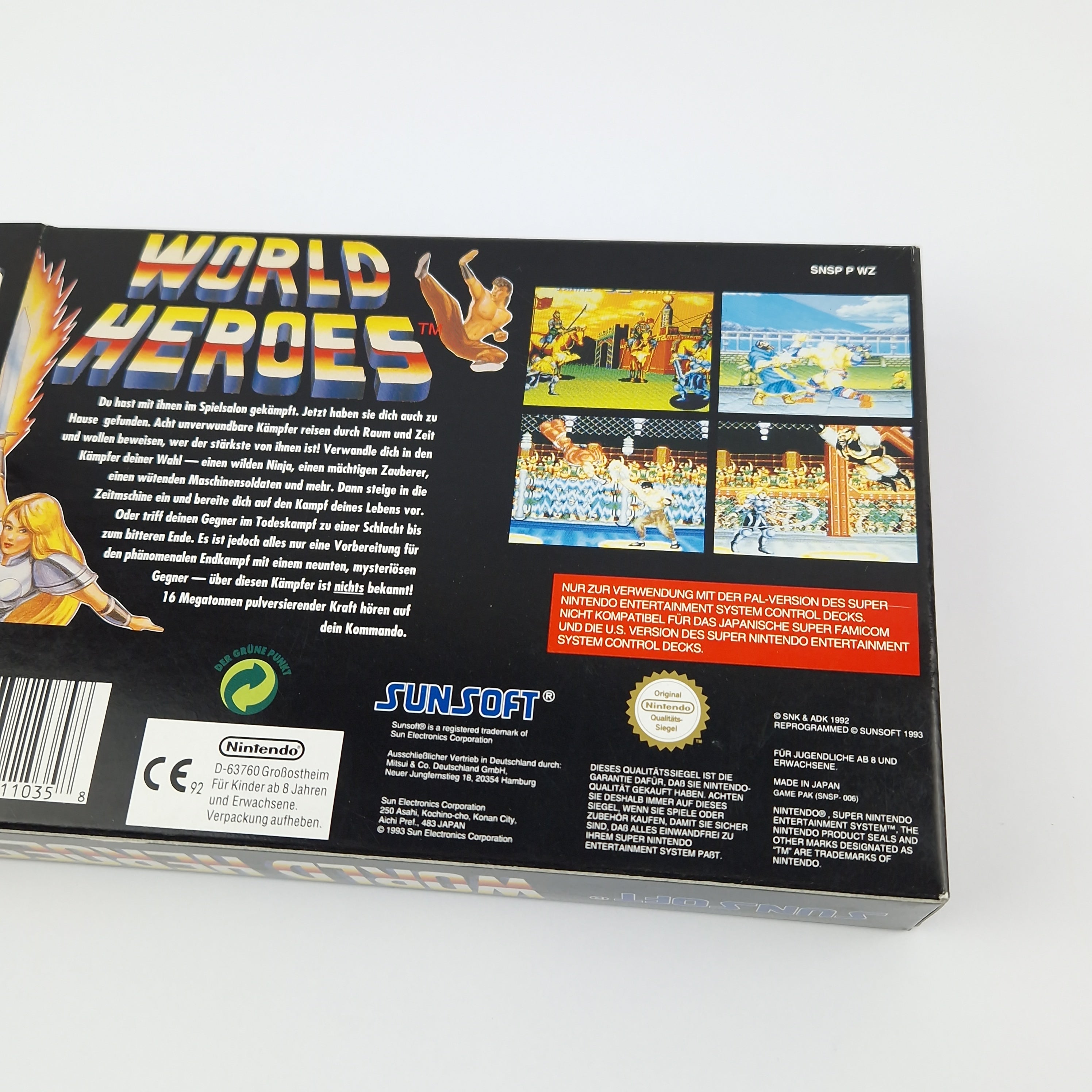 Super Nintendo Spiel – World Heroes OVP CIB PAL NOE