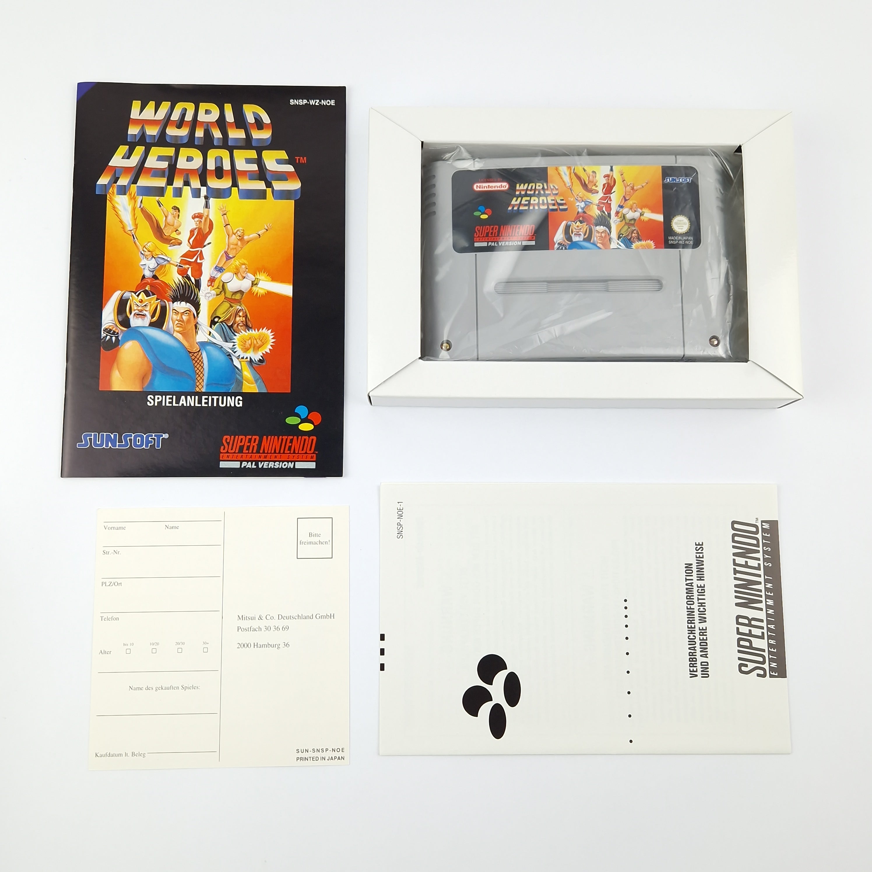Super Nintendo Spiel – World Heroes OVP CIB PAL NOE