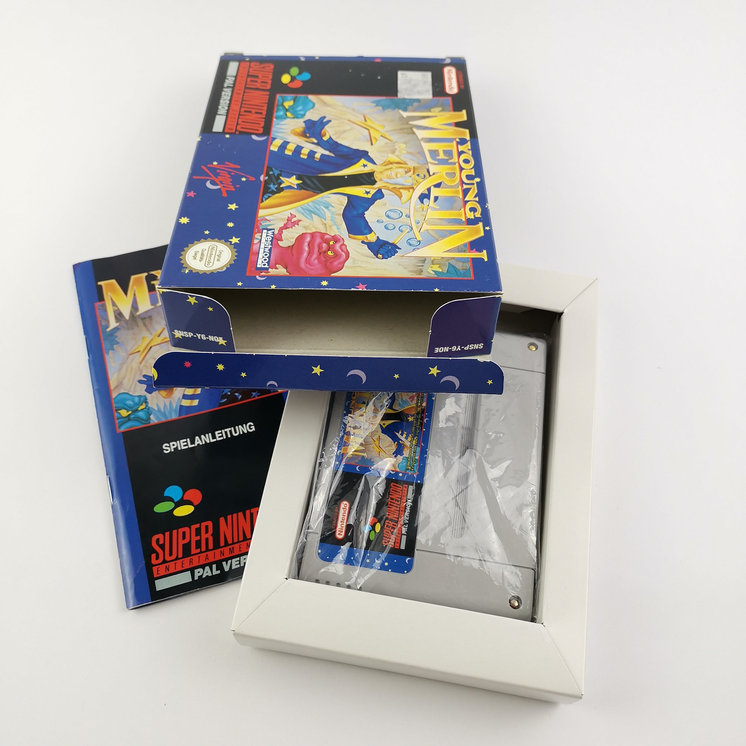 Super Nintendo Spiel – Young Merlin OVP Anleitung PAL