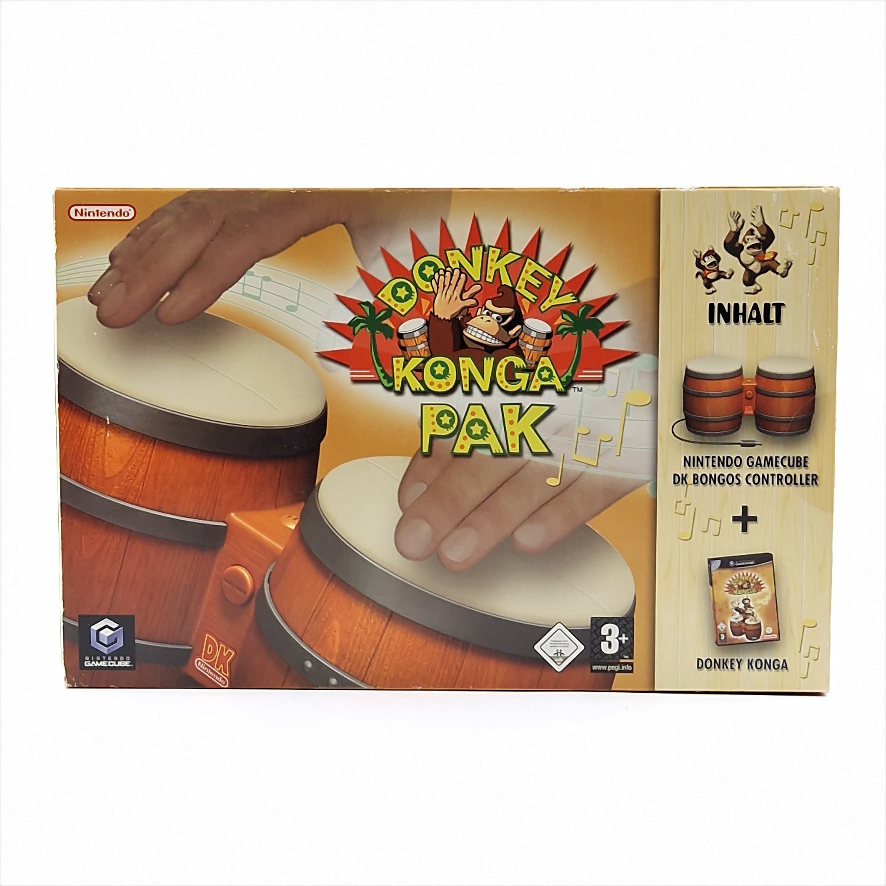 Nintendo Gamecube Spiel : Donkey Konga Pak mit Trommel - OVP Anleitung PAL